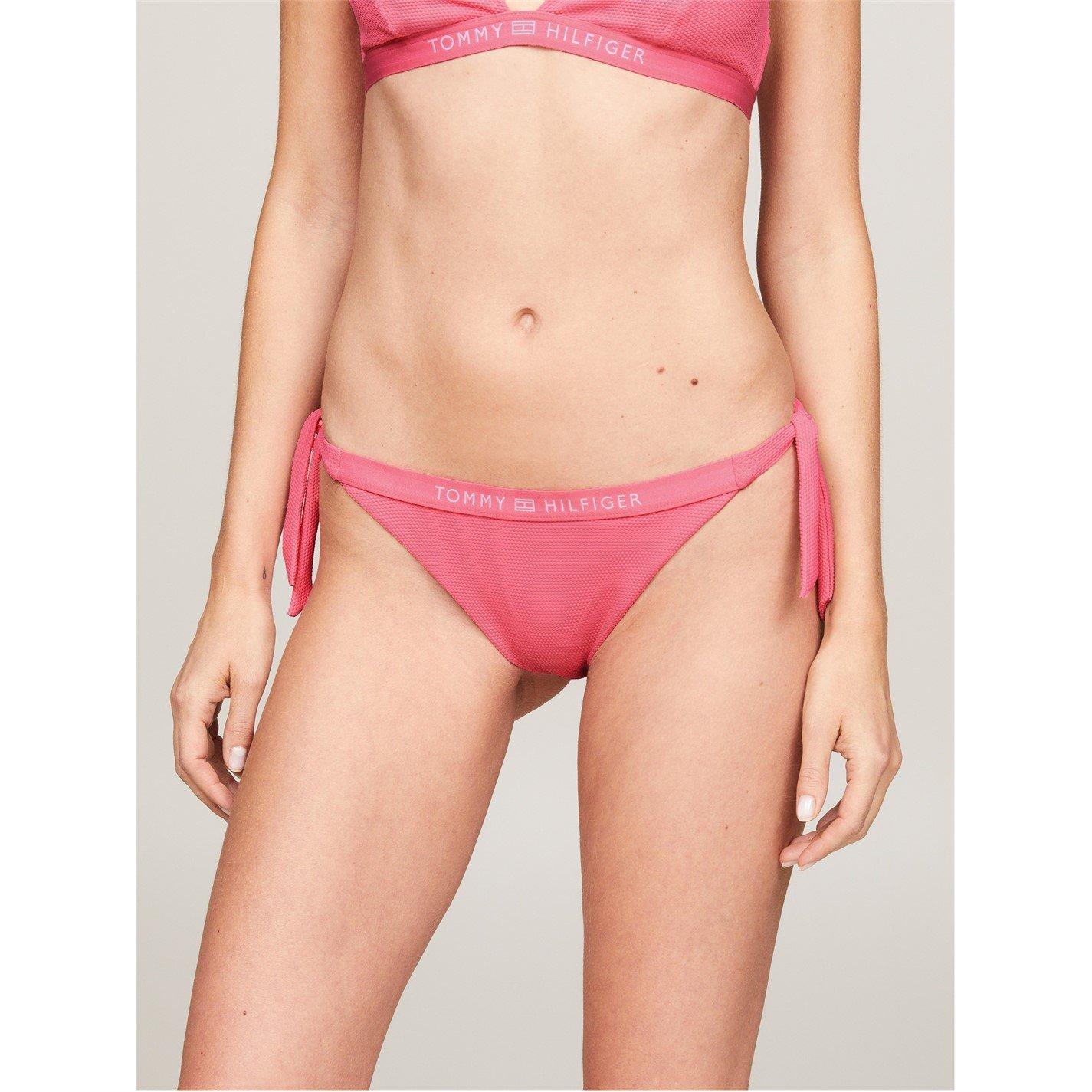 Tommy Hilfiger Women's Logo Tie Side Bikini Bottoms - Botanical Pink - 16 (XL)