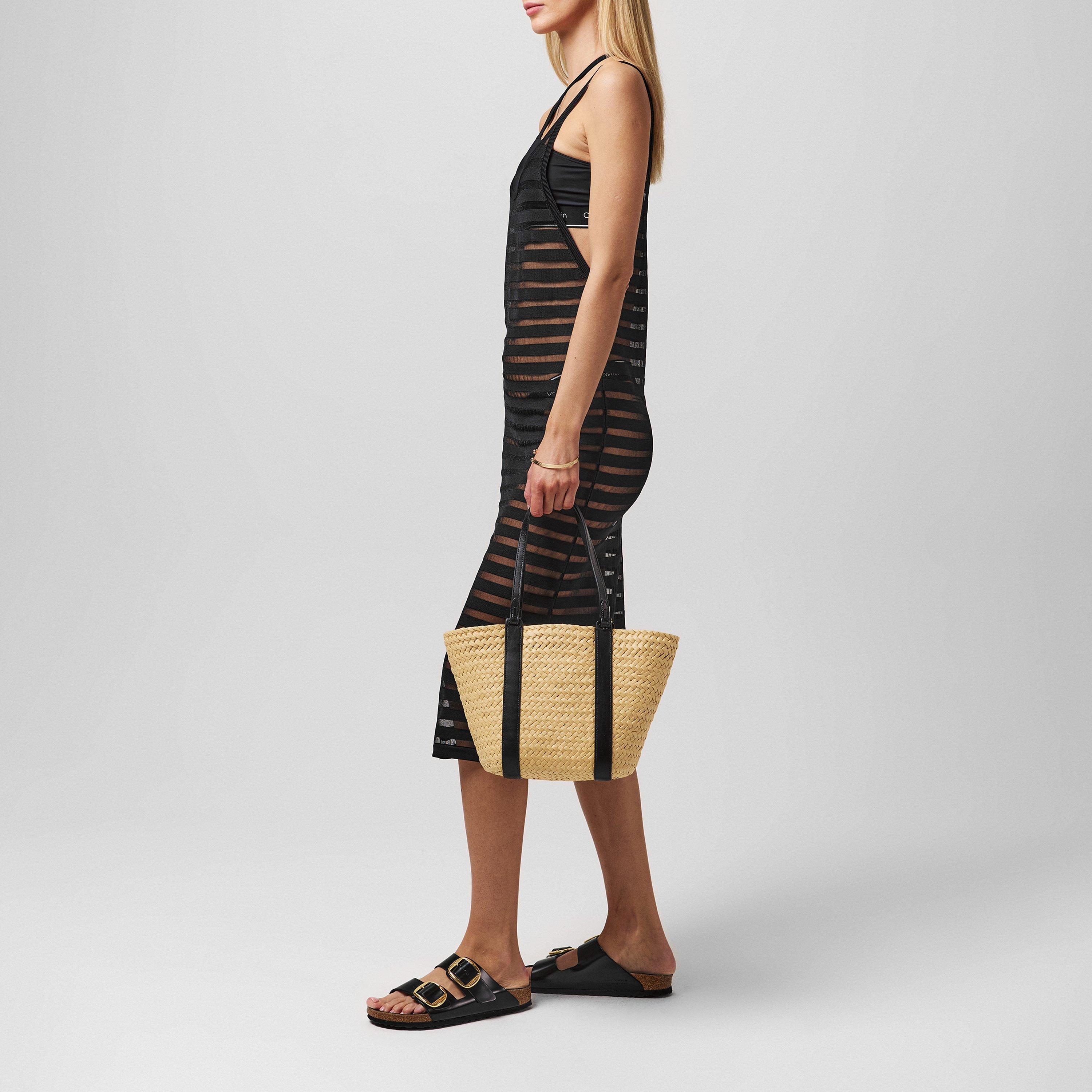 Black - Calvin Klein - Women's Sheer Stripe Swimming Dress - 2