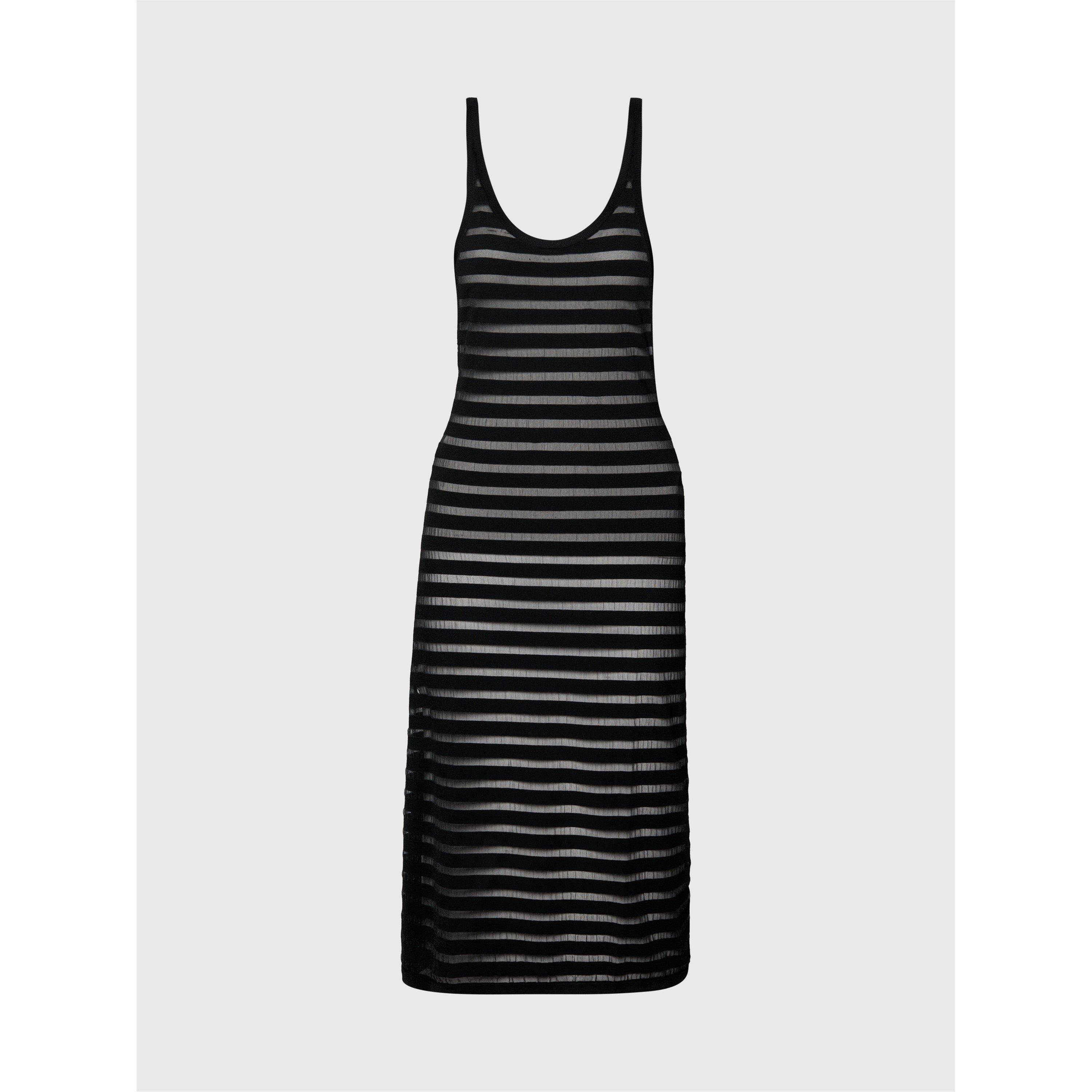 Black - Calvin Klein - Women's Sheer Stripe Swimming Dress - 5