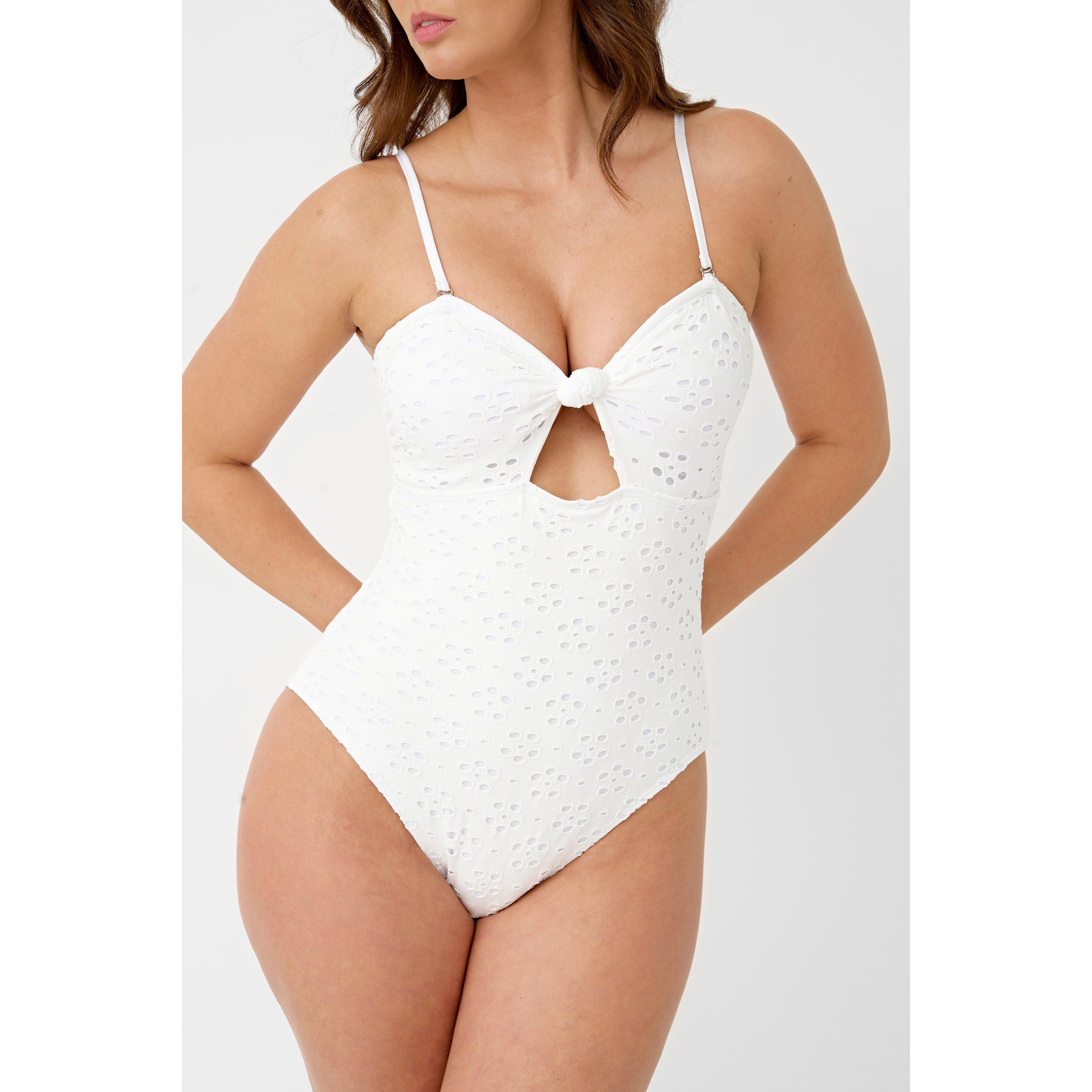 White - Be You - Multiway Broderie Bandeau Swimsuit - 5