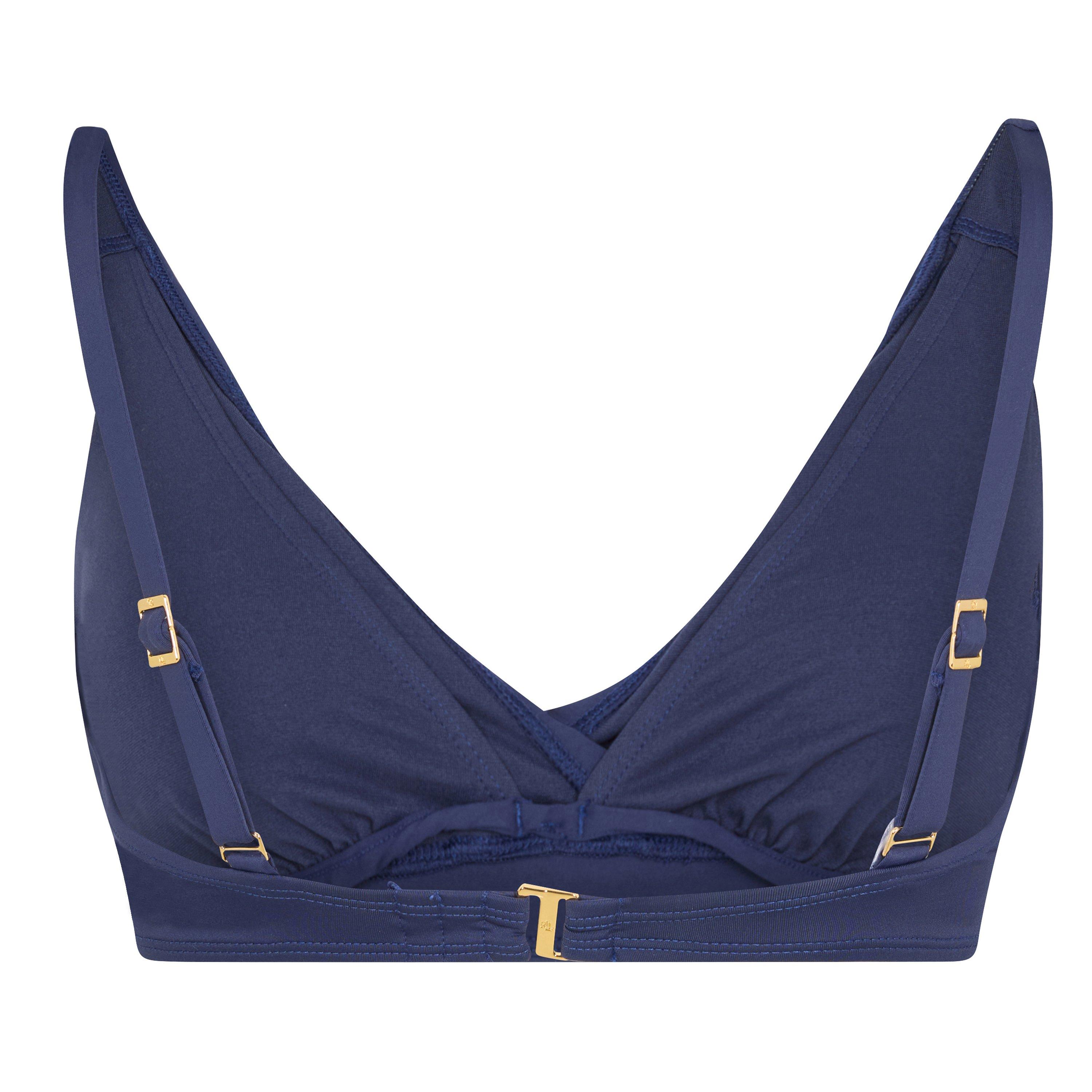 Navy - Lauren by Ralph Lauren - Ruffle-Trim V Neck Bikini Top - 2