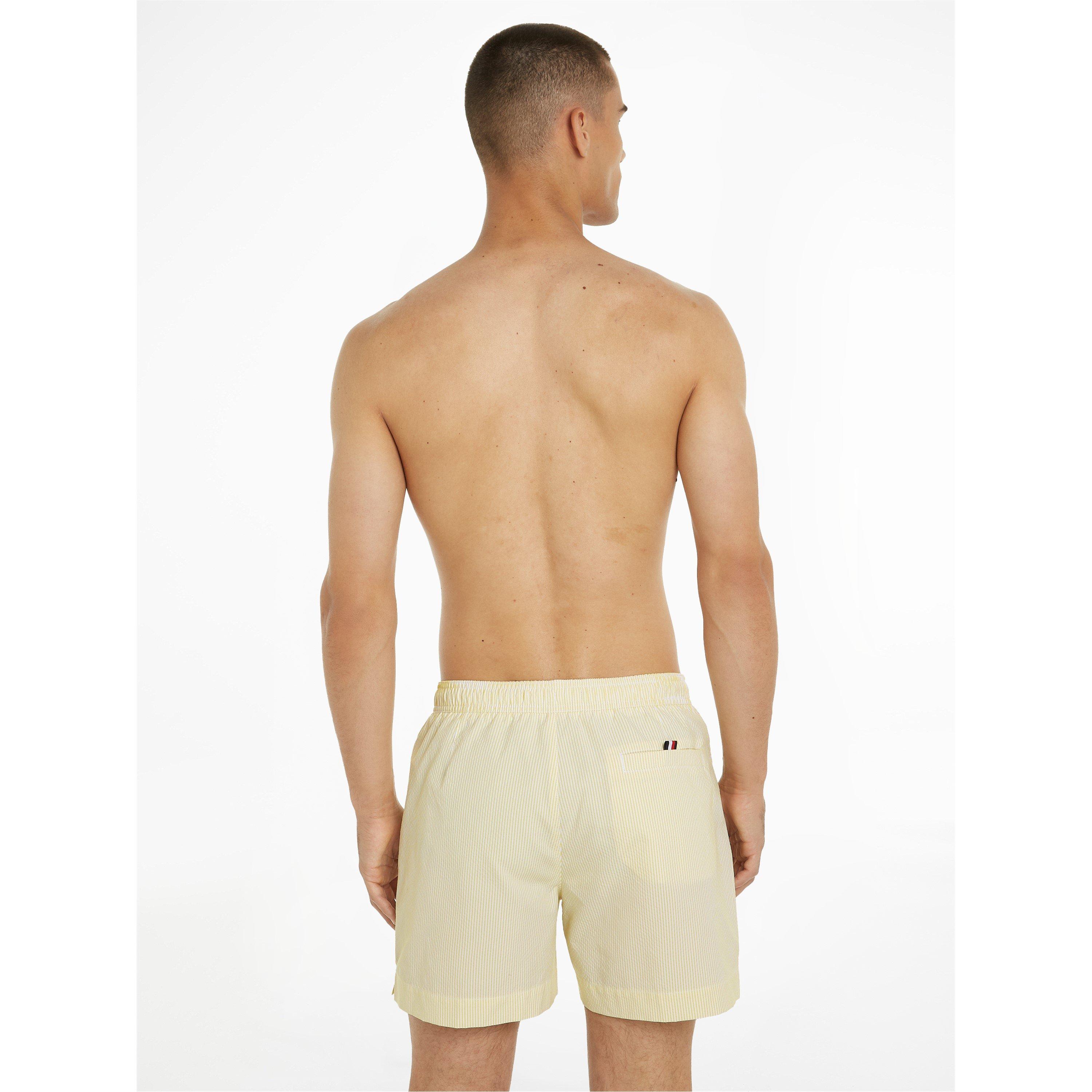 White/Yellow0K6 - Tommy Hilfiger - Men's Medium Drawstring Ithaca Stripe Swim Shorts - 5