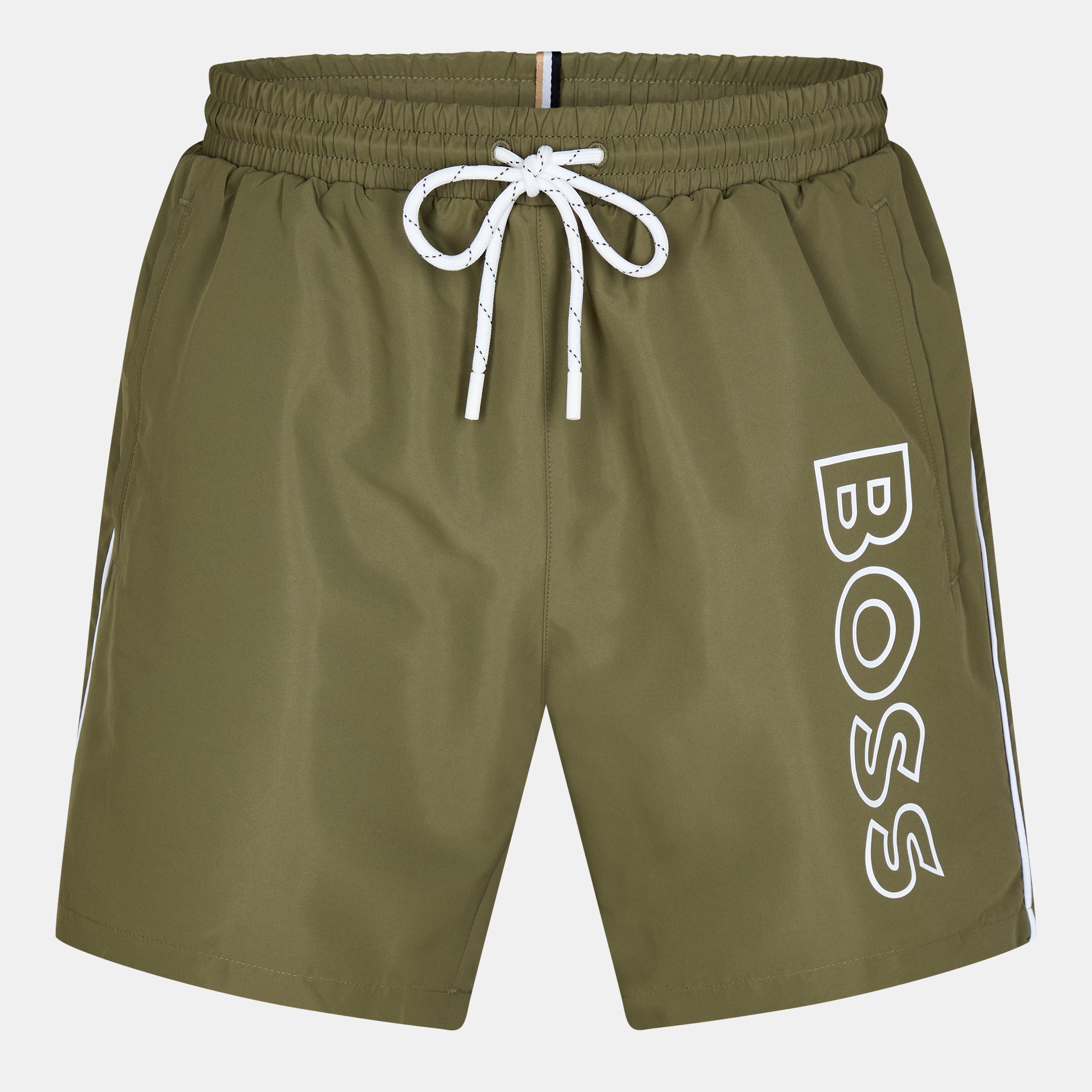 Boss Mens BOSS Swim Shorts with Logo Detail (Stormfish) - Olive 251 - Medium