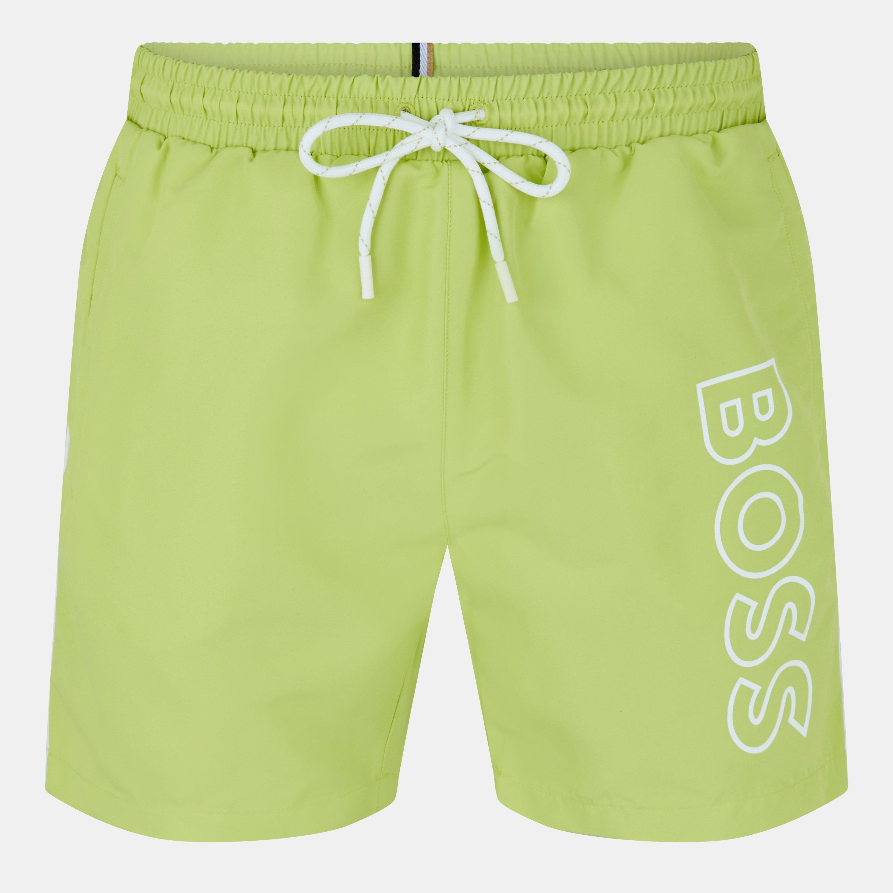 Boss Men's Swim Shorts With Logo Detail (Stormfish) - Lime/Wht 331 - Small