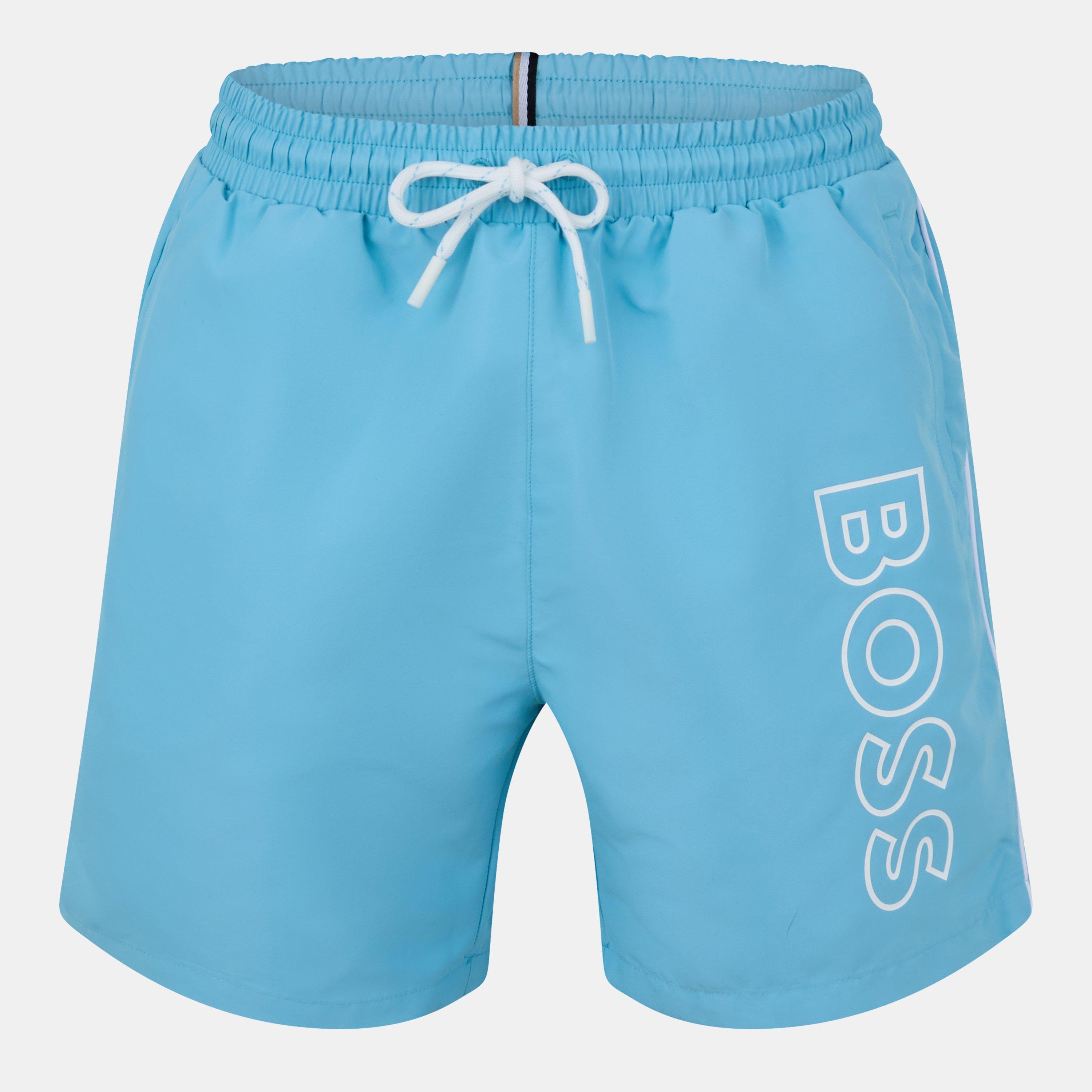 Boss Mens BOSS Swim Shorts with Logo Detail (Stormfish) - Aqua 455 - Large