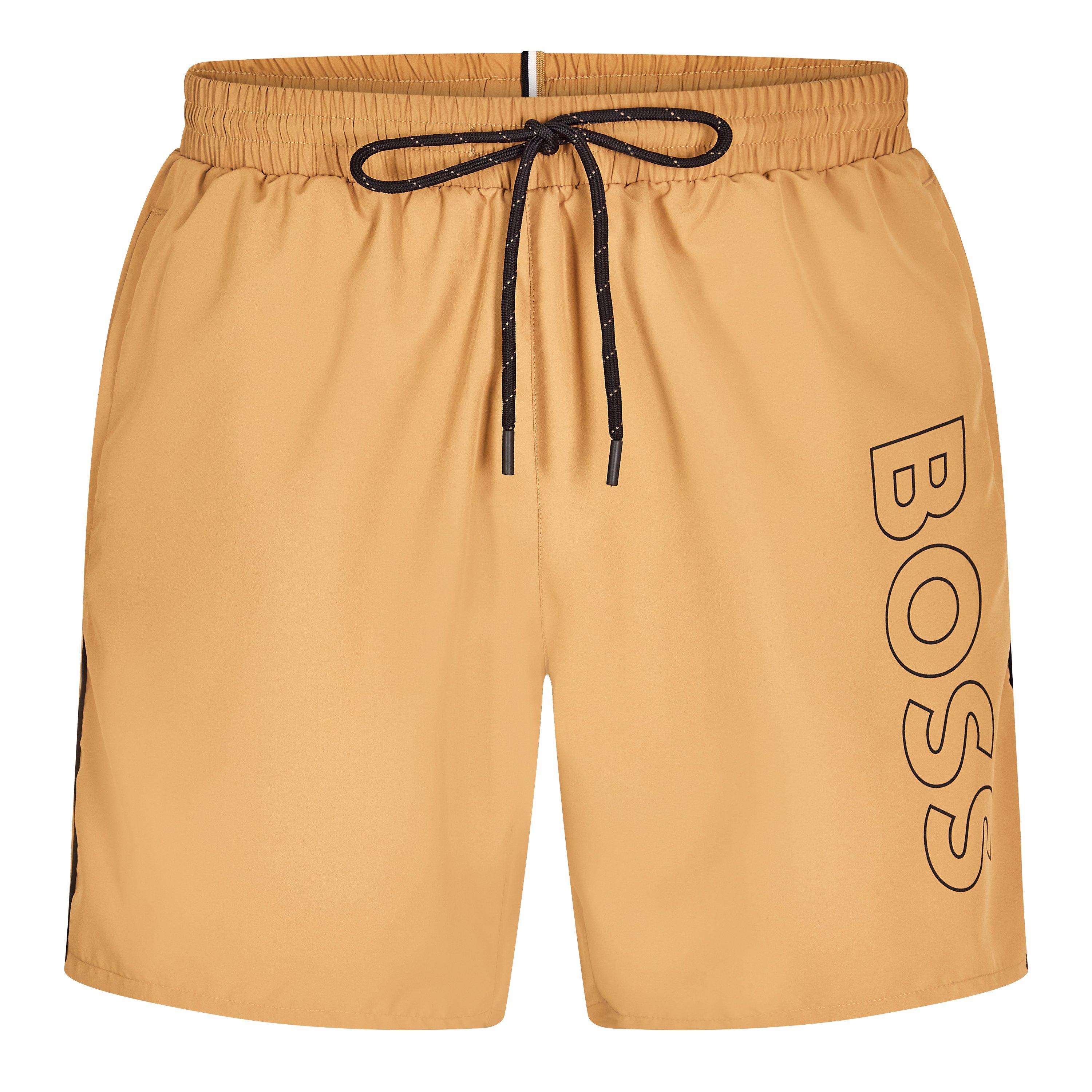 Boss Men's Swim Shorts With Logo Detail (Stormfish) - Camel/Black 260 - Medium