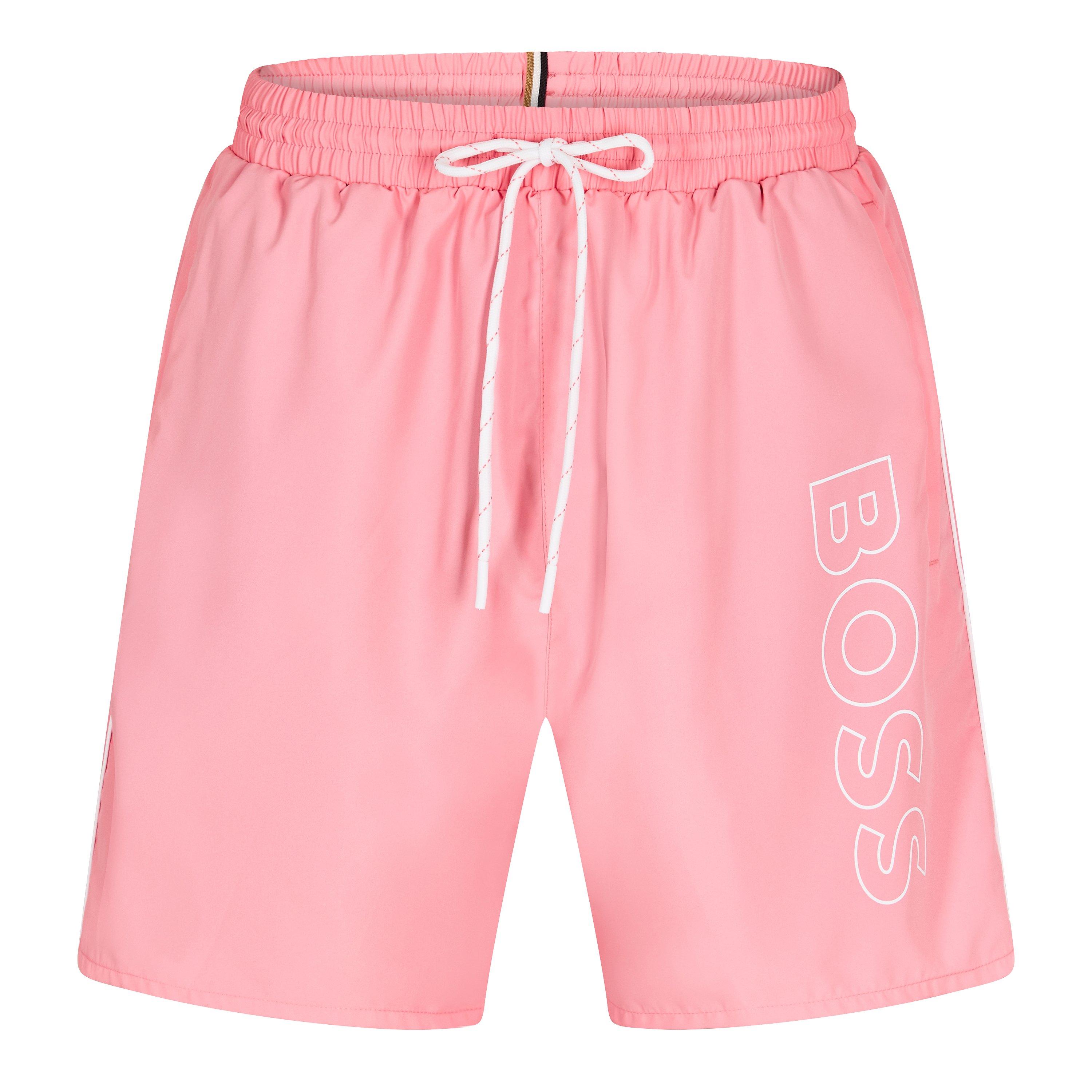 Boss Men's Swim Shorts With Logo Detail (Stormfish) - Pink 685 - 2X Large