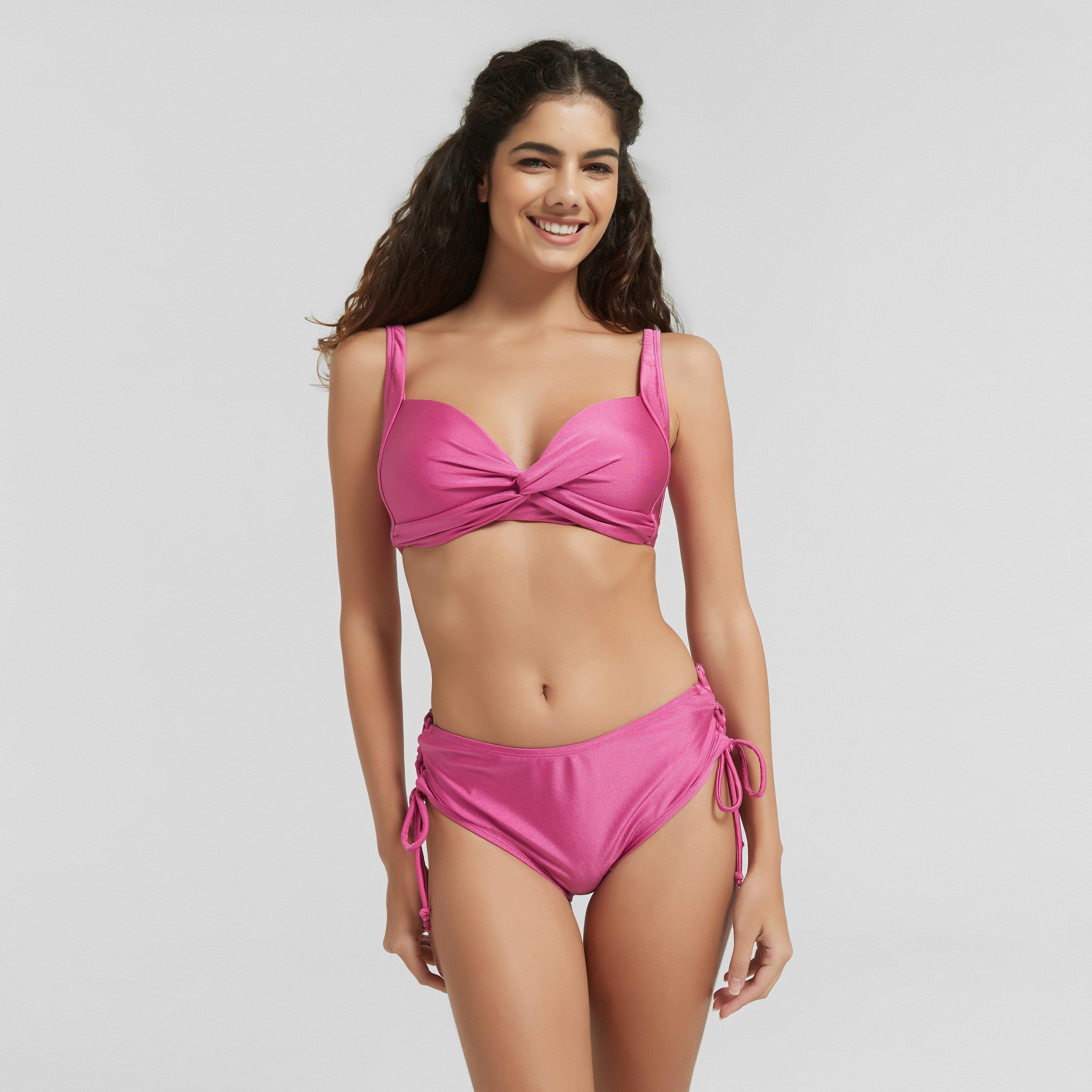 Raspberry - Be You - Women's BY Shimmer Lattice Side Swimwear Bikini Brief - 1