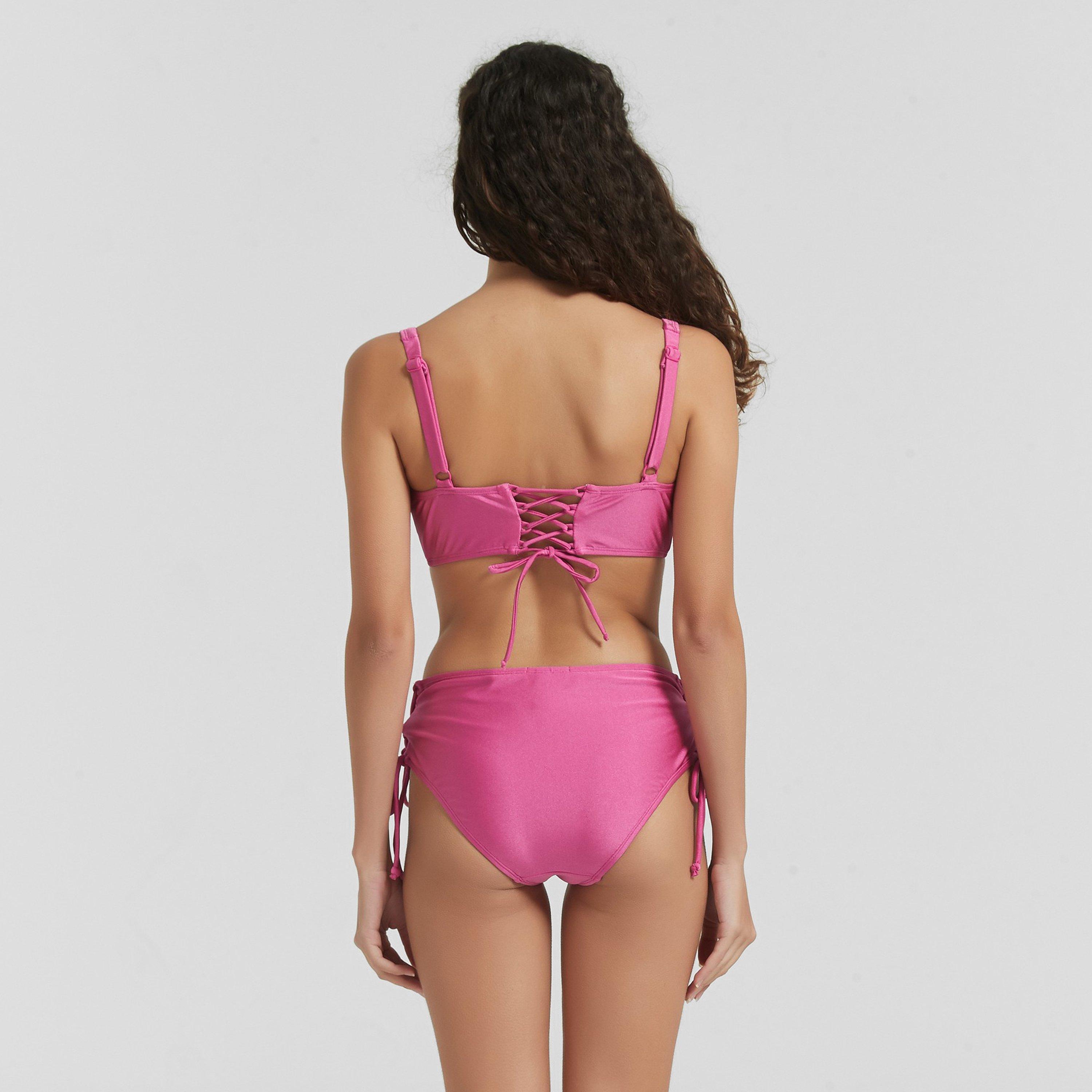 Raspberry - Be You - BY Shimmer Lattice Side Swimwear Bikini Brief - 2