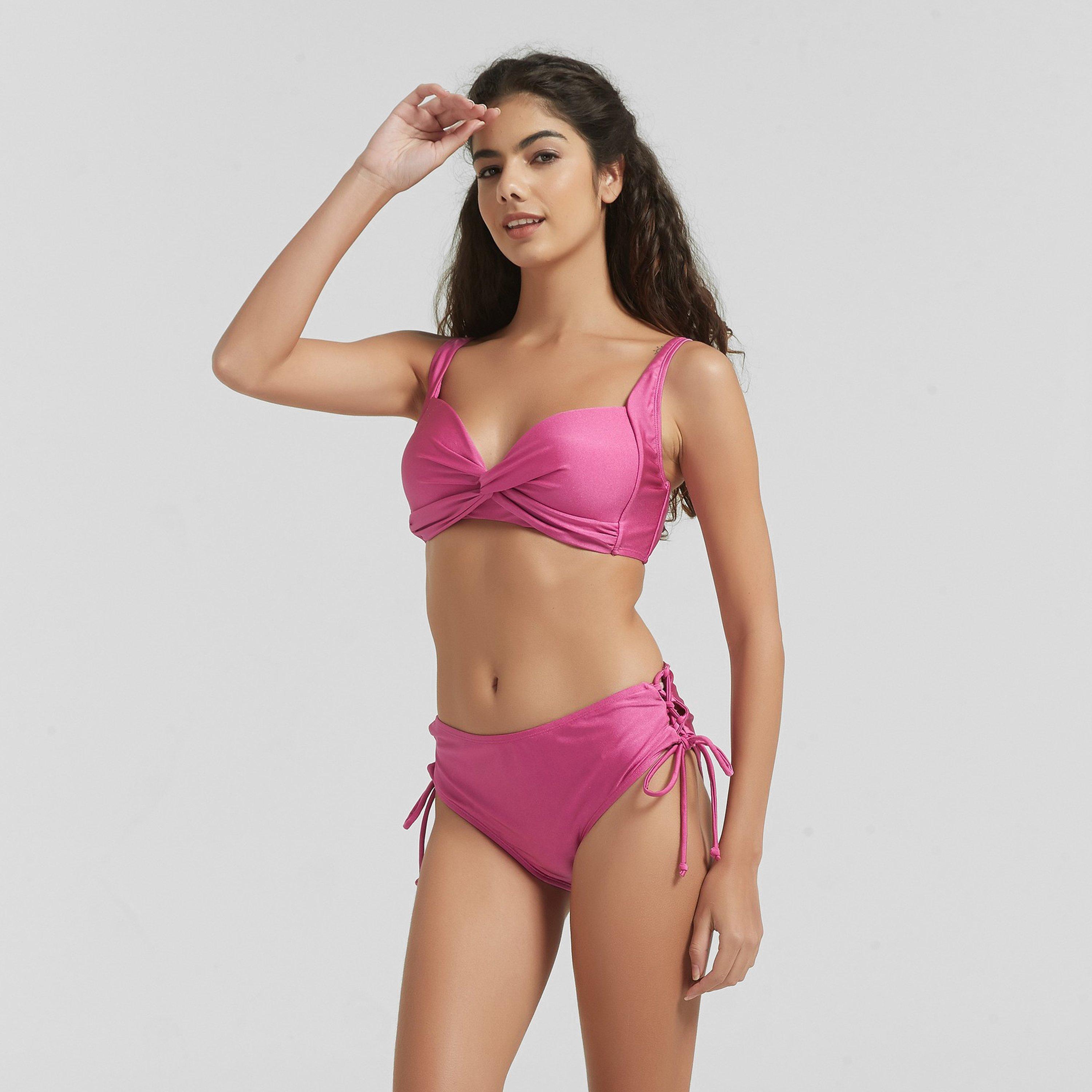 Raspberry - Be You - BY Shimmer Lattice Side Swimwear Bikini Brief - 5