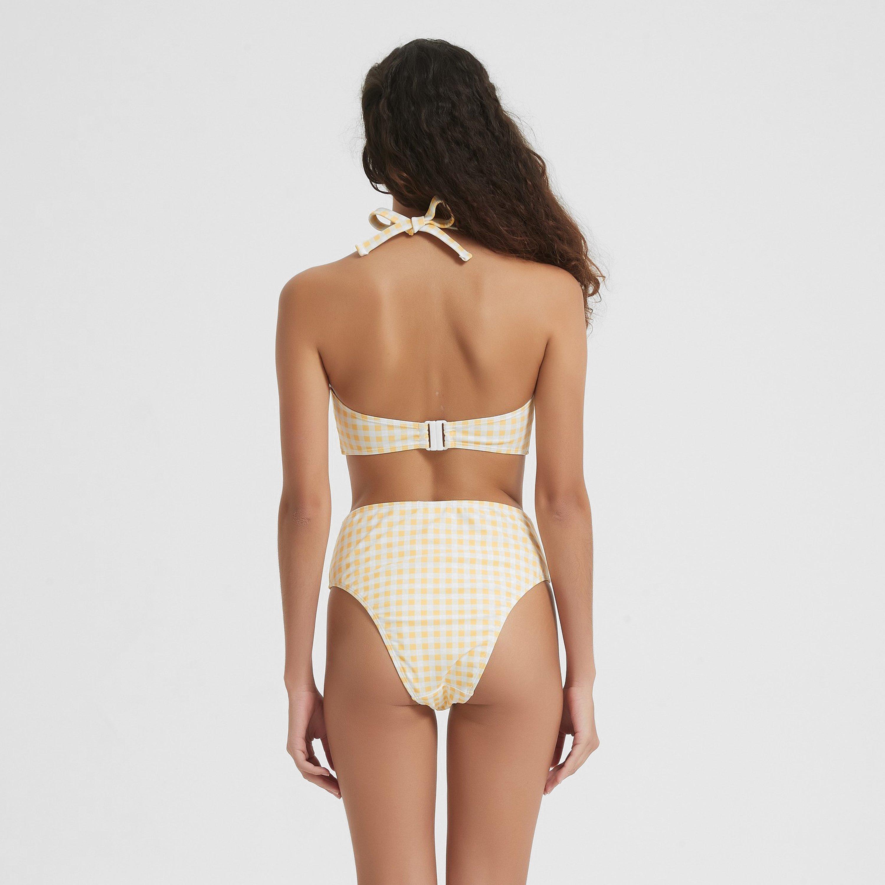 Karo uzorak - Be You - High Waist High Leg Bikini Bottoms Womens - 2