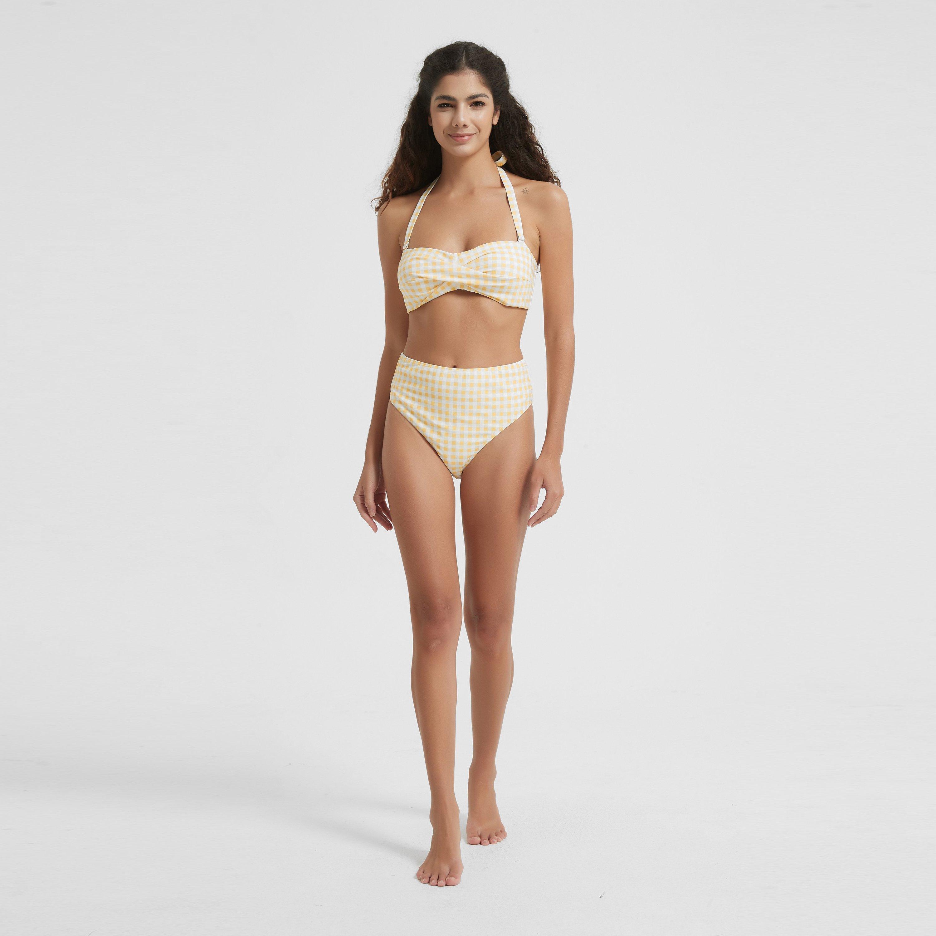 Karo uzorak - Be You - High Waist High Leg Bikini Bottoms Womens - 4