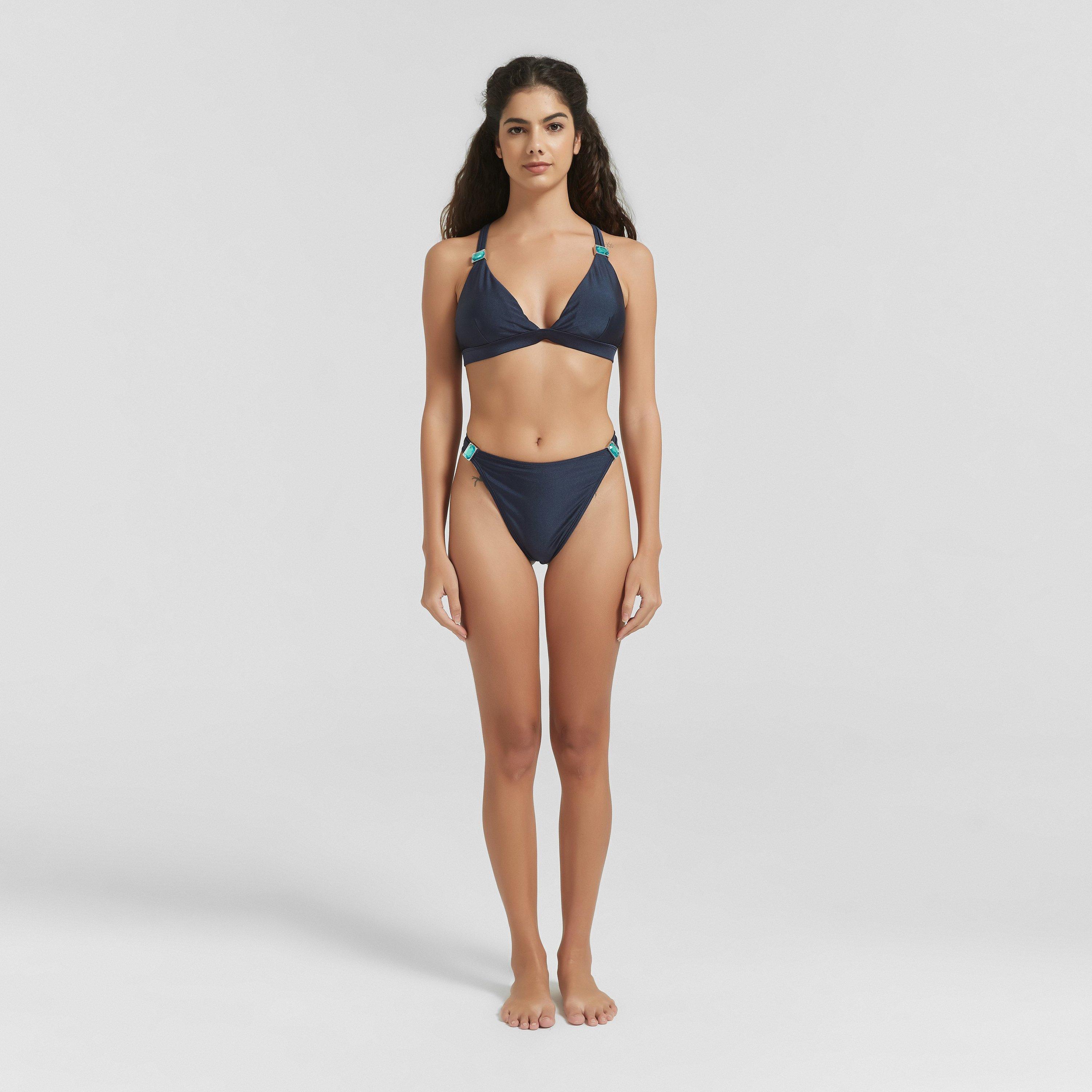 Marineblau - Be You - BY Embellished Strap Swimwear Bikini Brief - 6