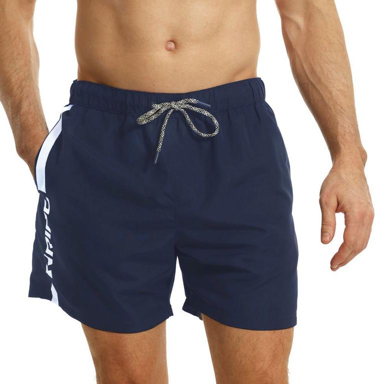 Marine/Blanc - Ript - overall-shorts med sløjfedetalje - 1