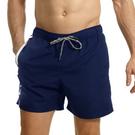 Marine/Blanc - Ript - overall-shorts med sløjfedetalje - 2