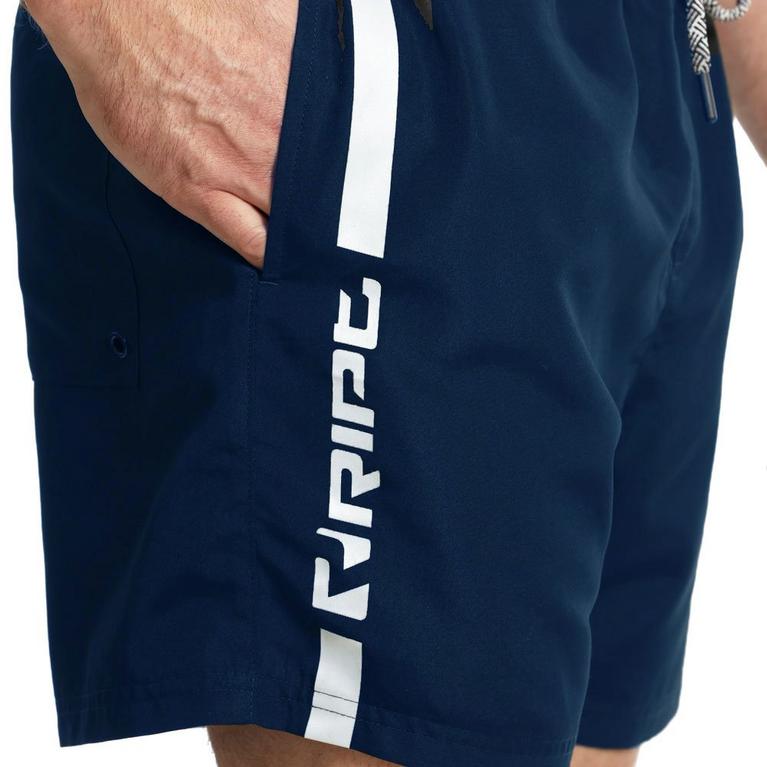 Marine/Blanc - Ript - overall-shorts med sløjfedetalje - 5