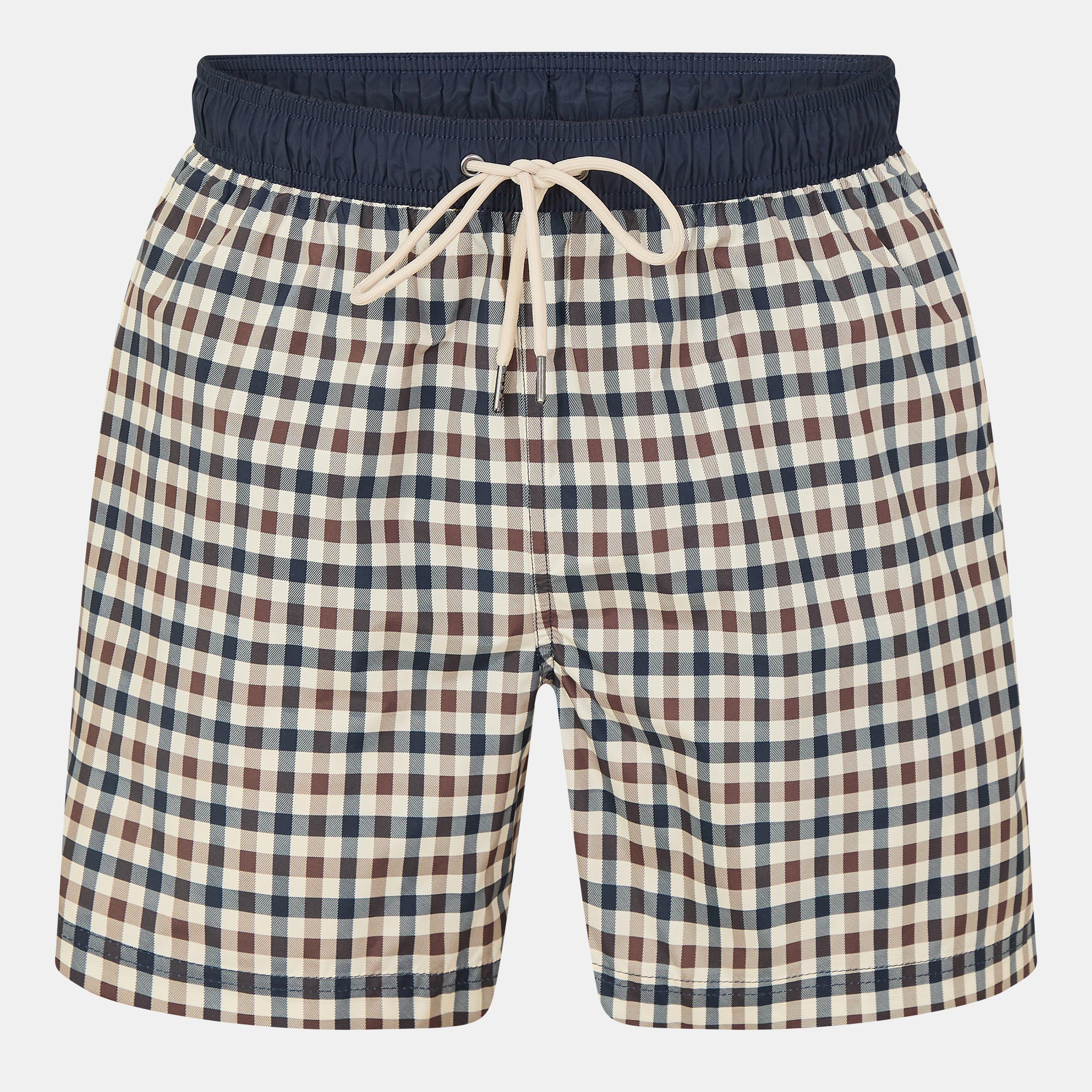 Aquascutum Beach Iconic Club Check Swim Shorts - Large