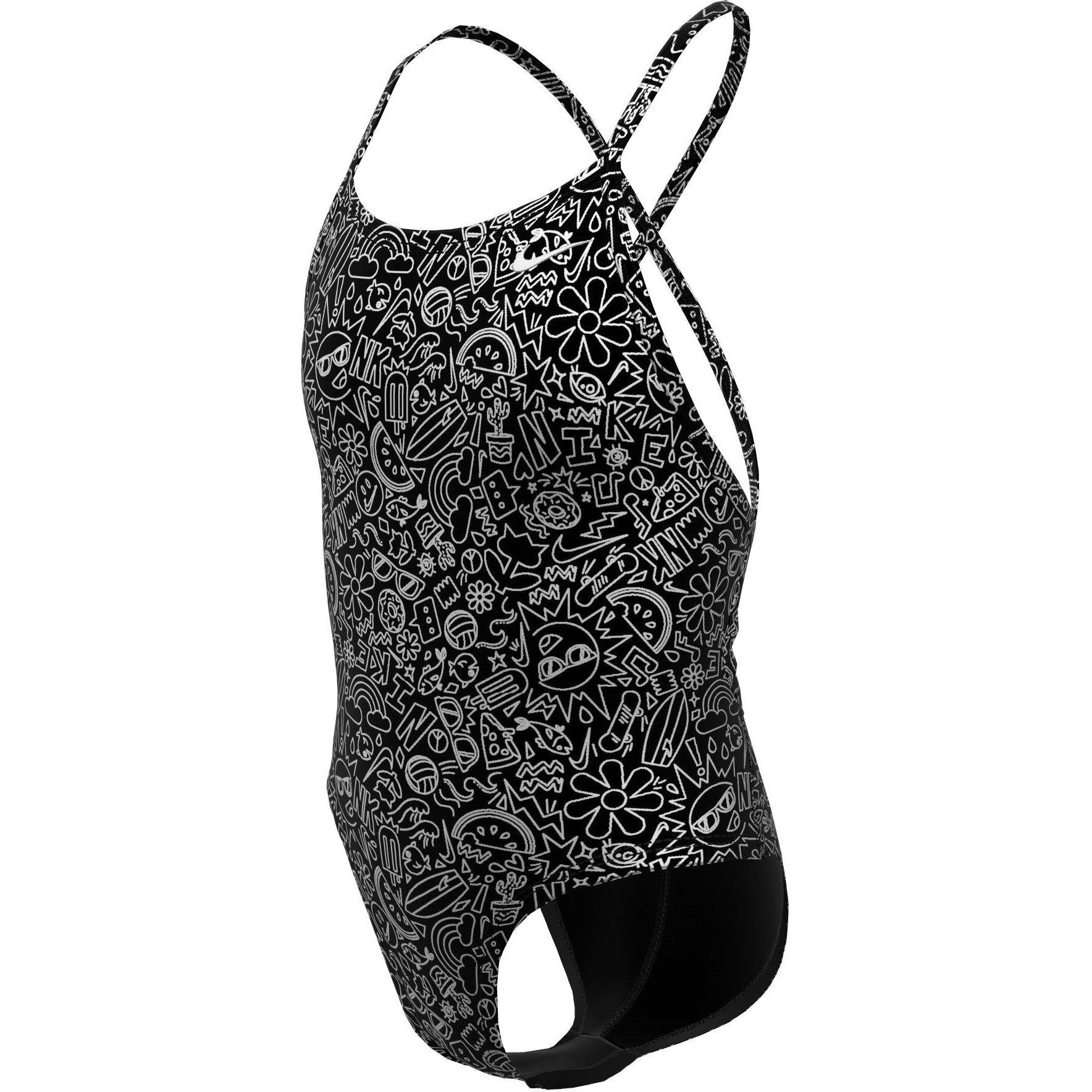 Zwart - Nike - Tie Back Swimsuit Juniors - 2