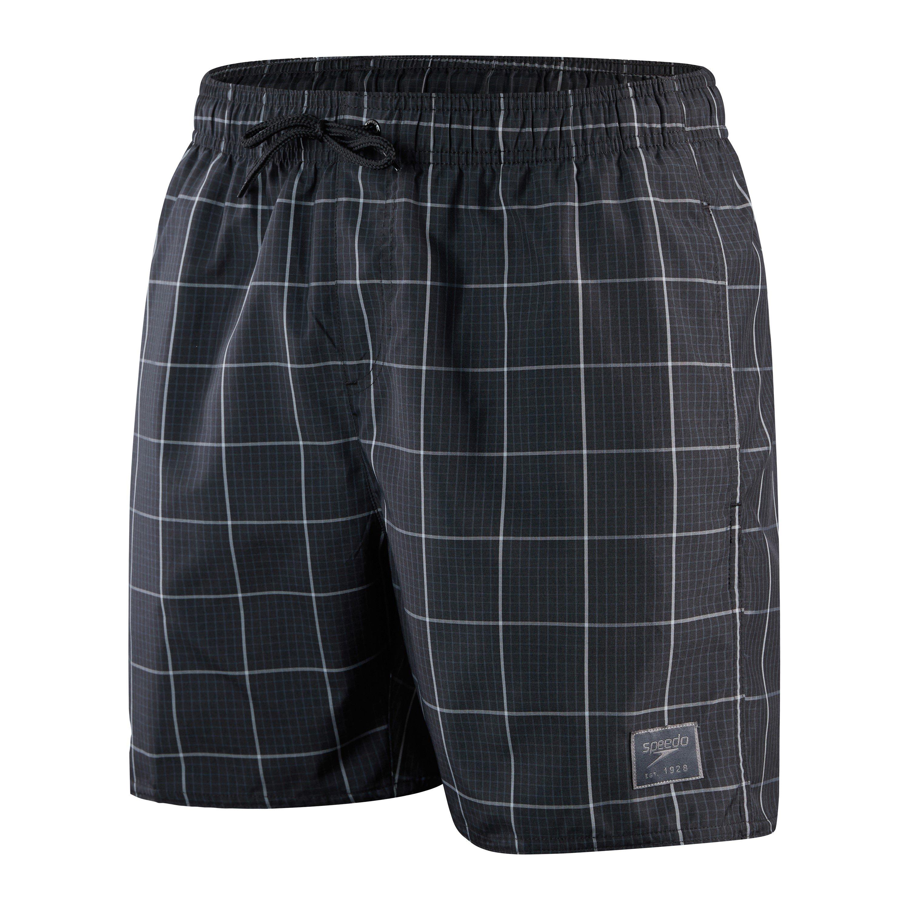 Speedo Men's Check Leisure Swim Shorts - Black/Grey - X Small
