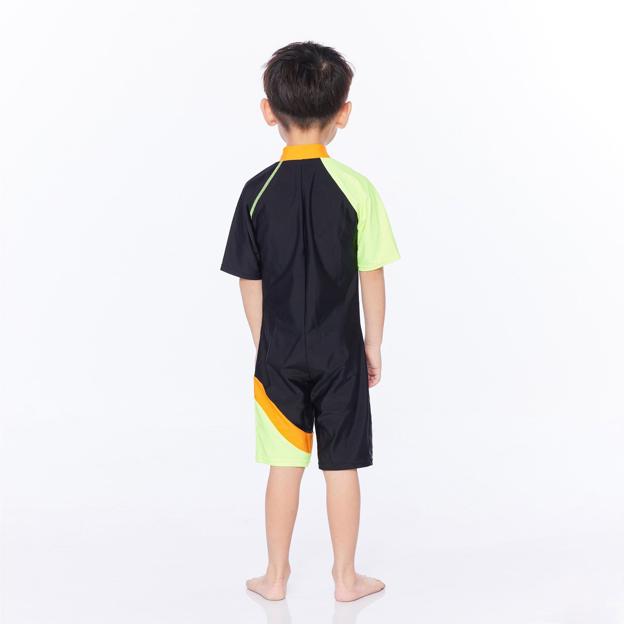 Black - Arena - Short Sleeve Half zip Swimsuit Juniors - 5