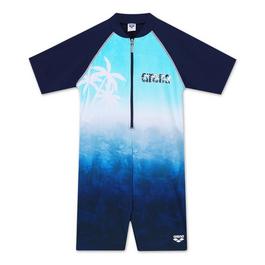 Arena UV Short Sleeve Half Zip Swimsuit Juniors