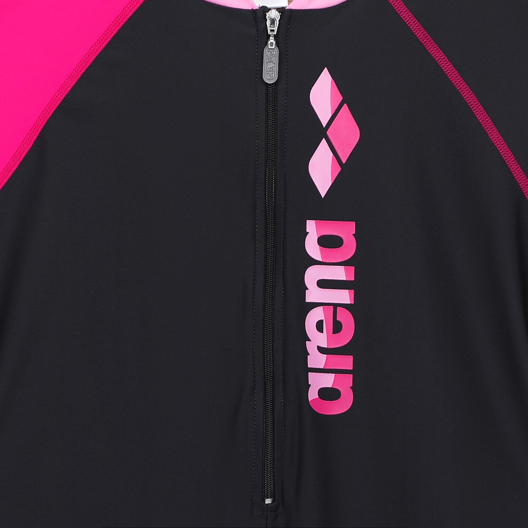 Grey - Arena - UV Short Sleeve Half Zip Swimsuit Juniors - 3