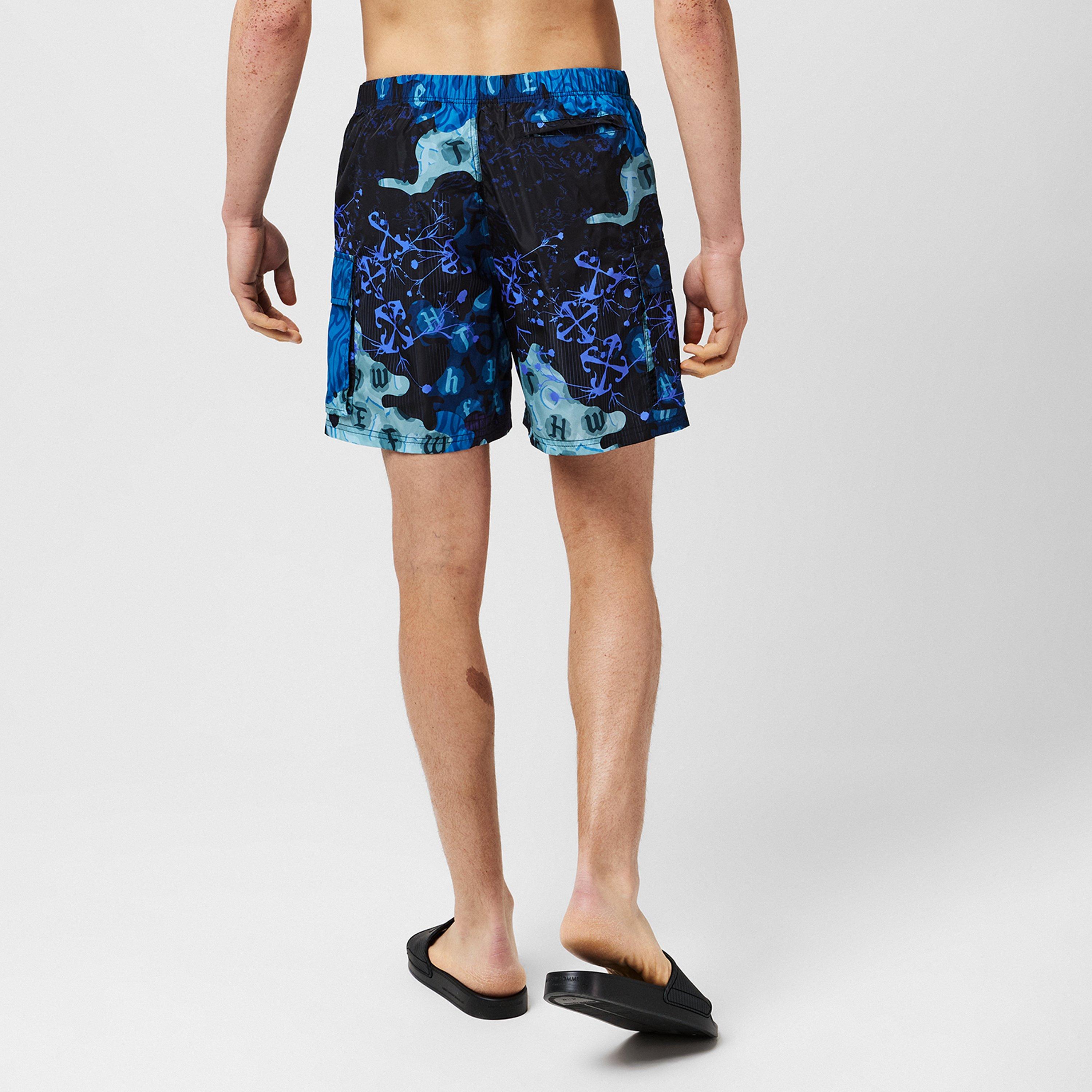 Multicolor - Off White - Men's Camo Swimshorts, Camouflage Design - 3
