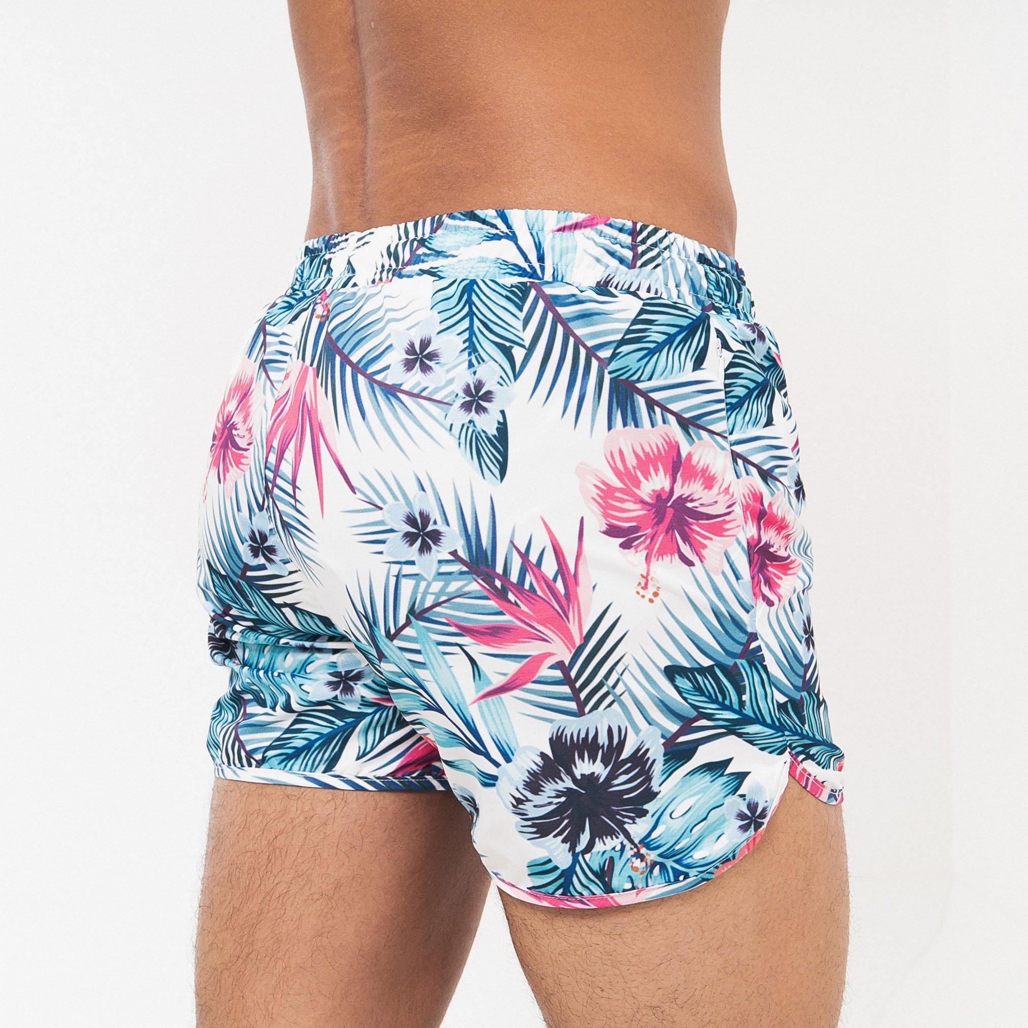 Weißes Blumenmuster - Crosshatch - Mauritius Swim Shorts Mens - 2