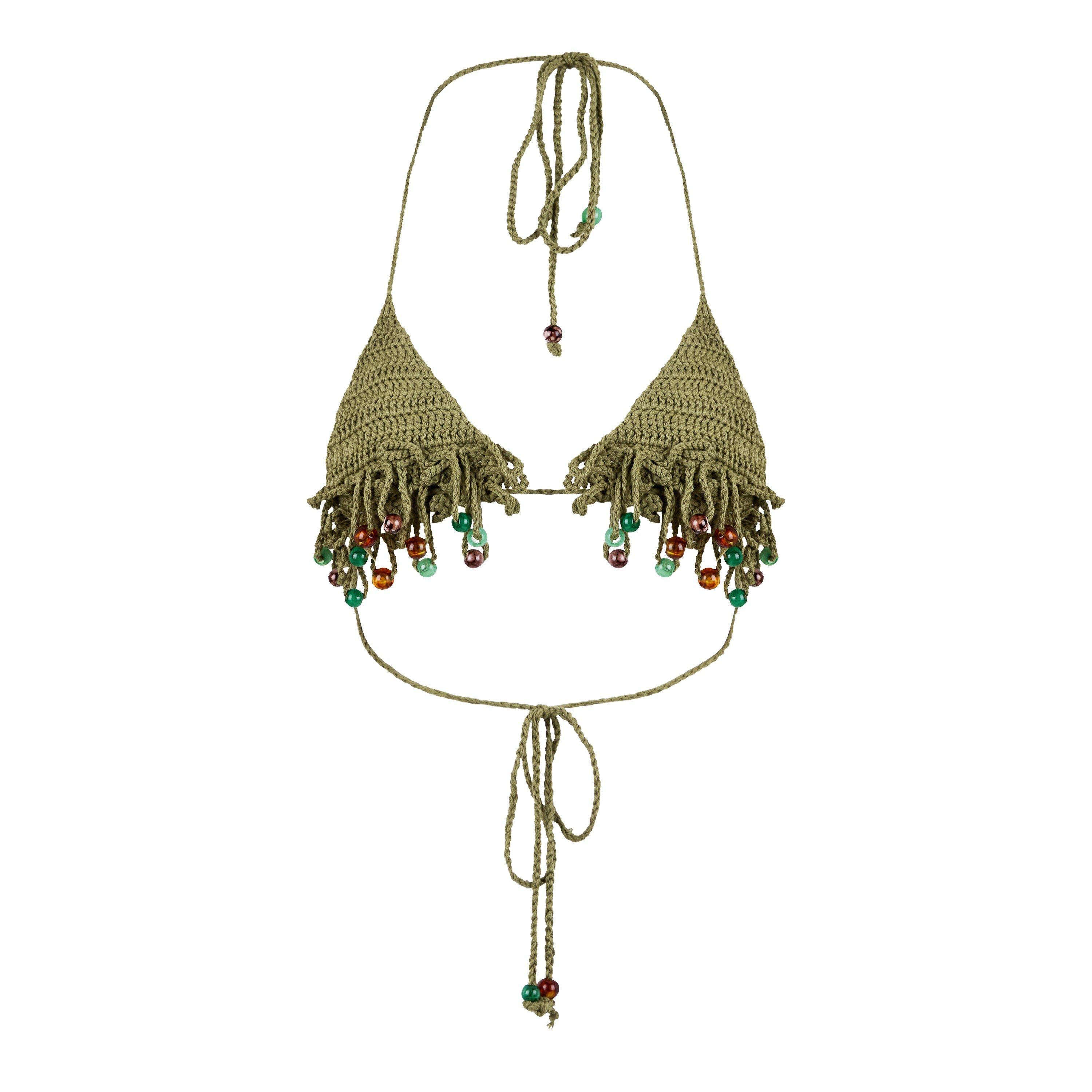 Green - Jaded London - Women's Canary Knitted Micro Triangle Bikini - 5