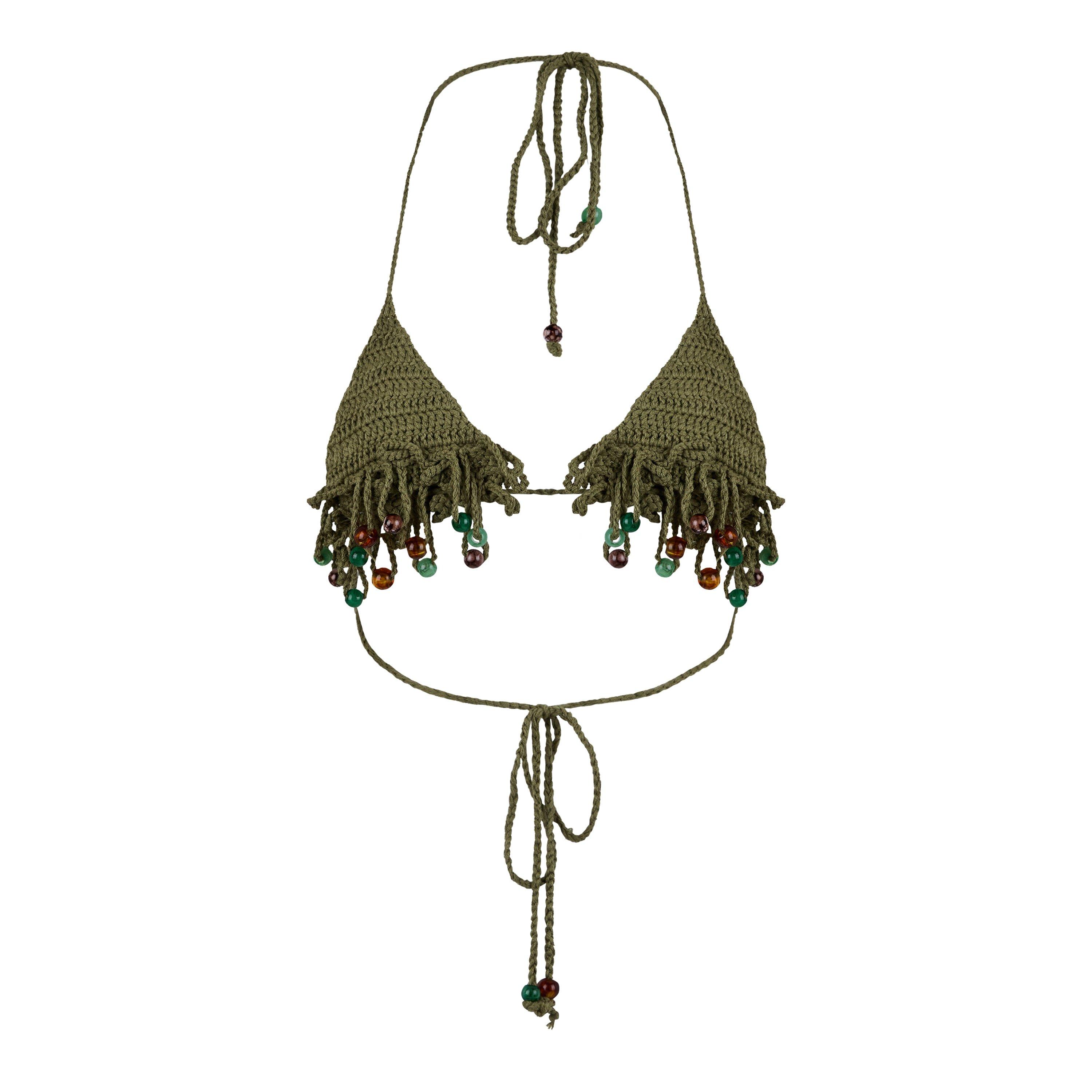 Green - Jaded London - Women's Canary Knitted Micro Triangle Bikini - 6