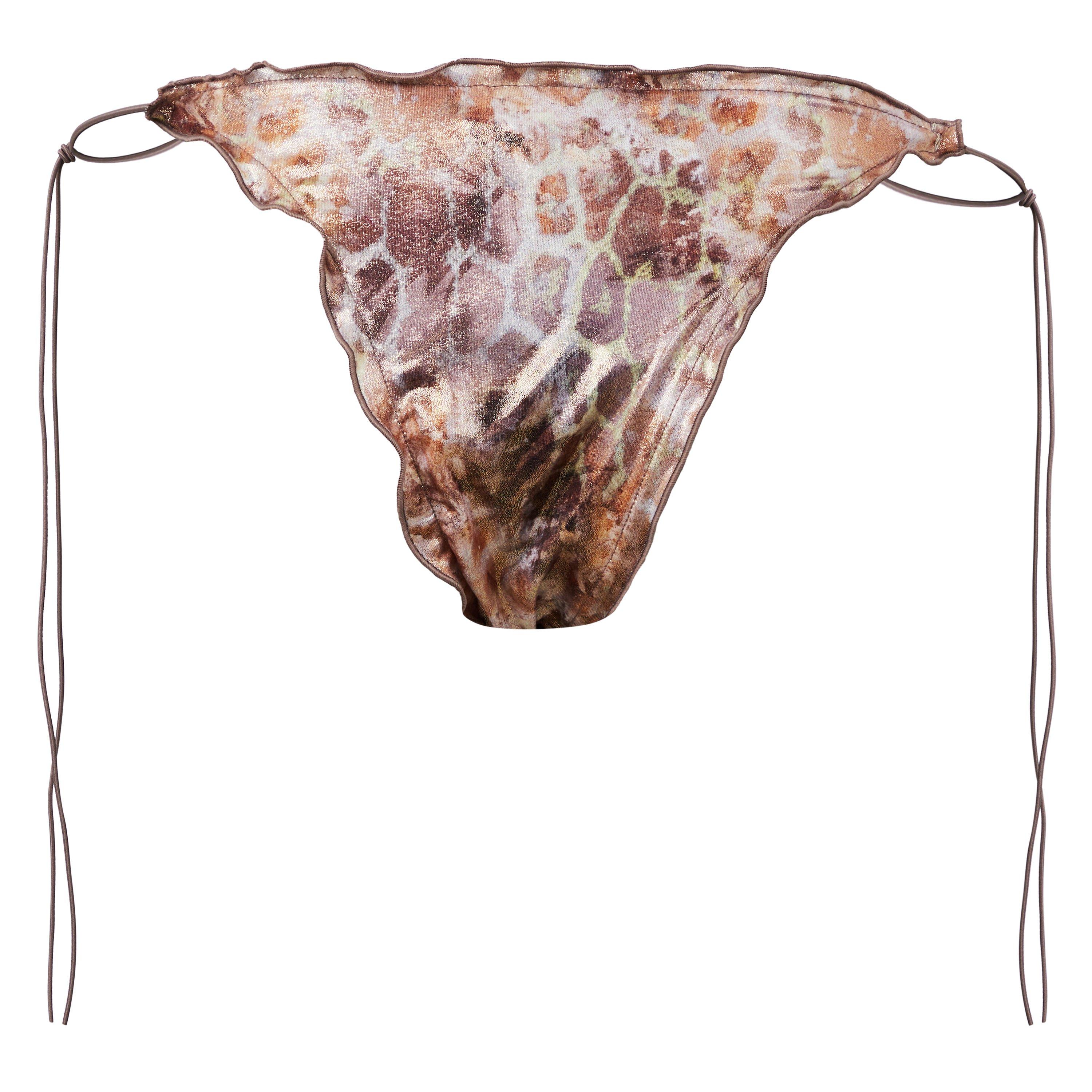 Leopard - Jaded London - Women's Ruffle Trim Metallic Brazilian Bikini Bottoms - 6