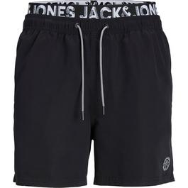 KENYA T-shirt i leopard og stribet print Jack Double Waistband Swim Shorts