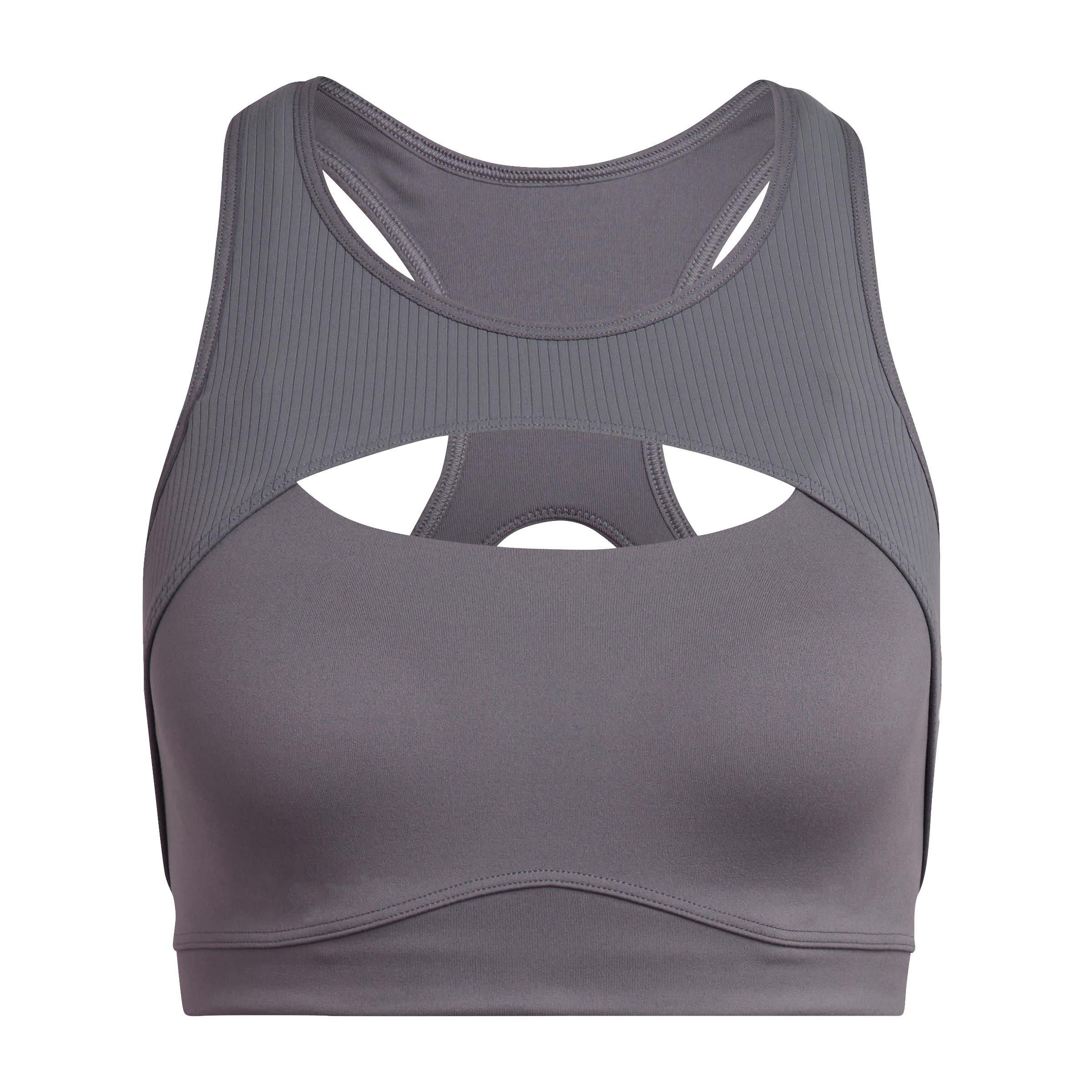 Grey - adidas - CoreFlow Studio Medium-Support Yoga Wind Bra Womens - 1