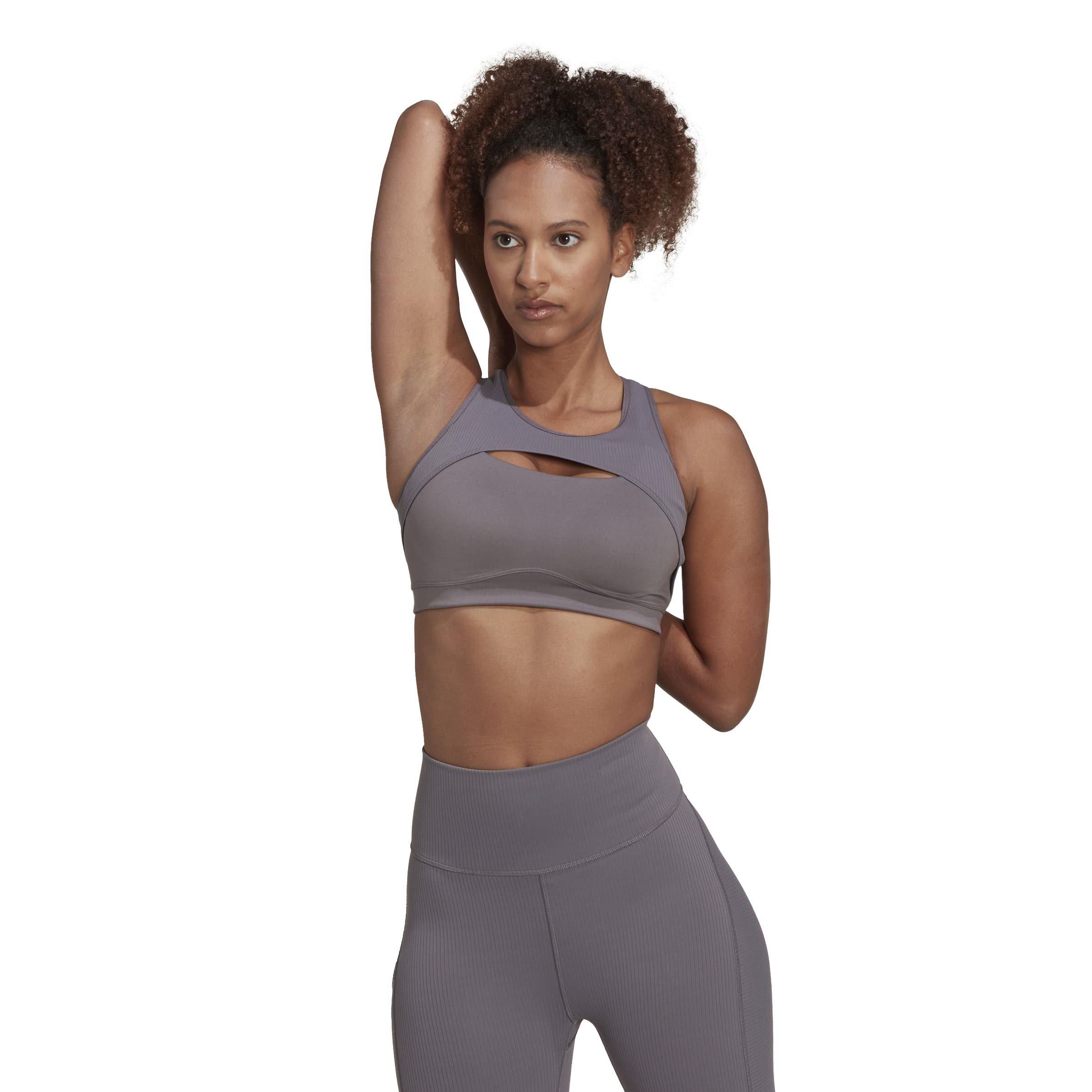 Grijs - adidas - CoreFlow Studio Medium-Support Yoga Wind Bra Womens - 3