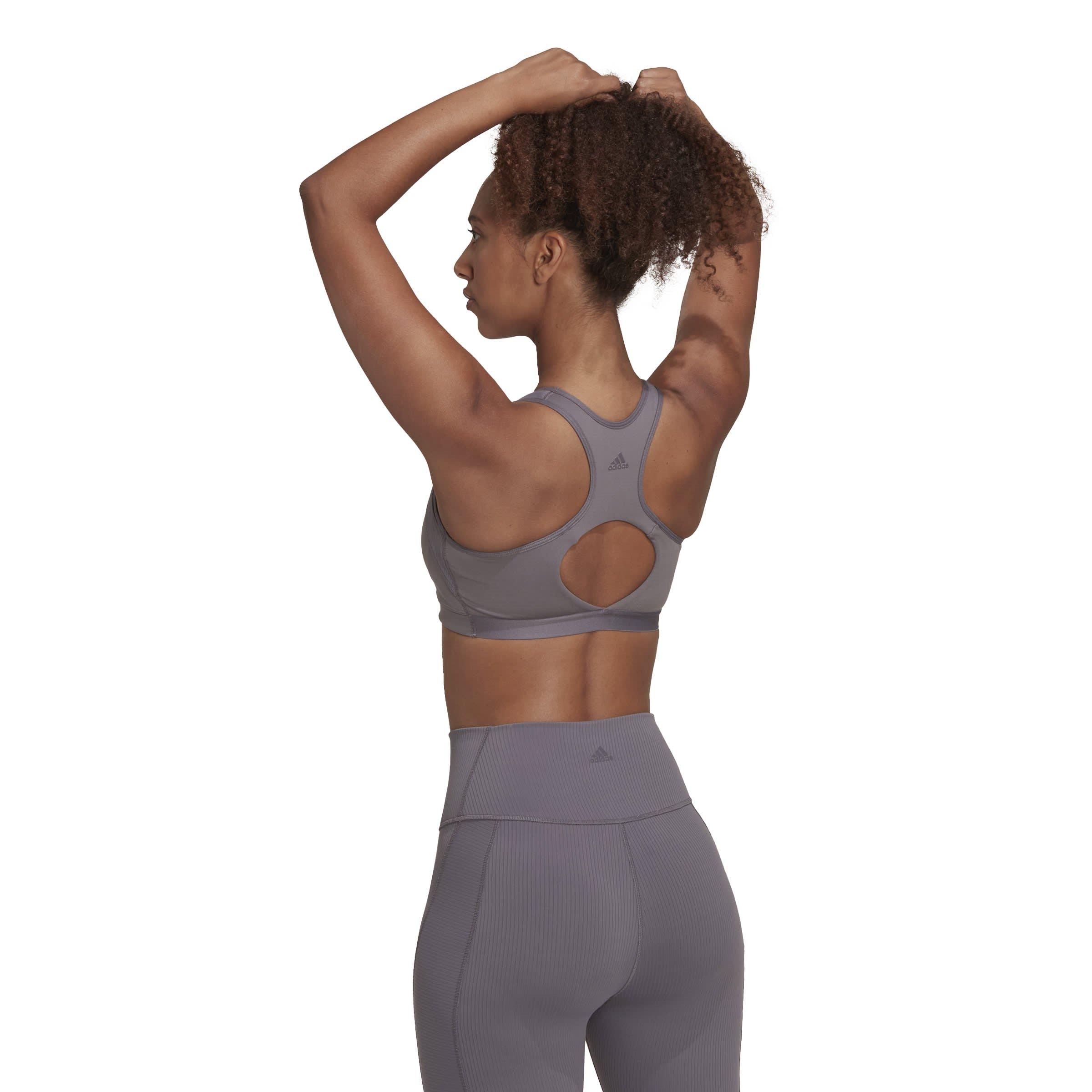 Grijs - adidas - CoreFlow Studio Medium-Support Yoga Wind Bra Womens - 4