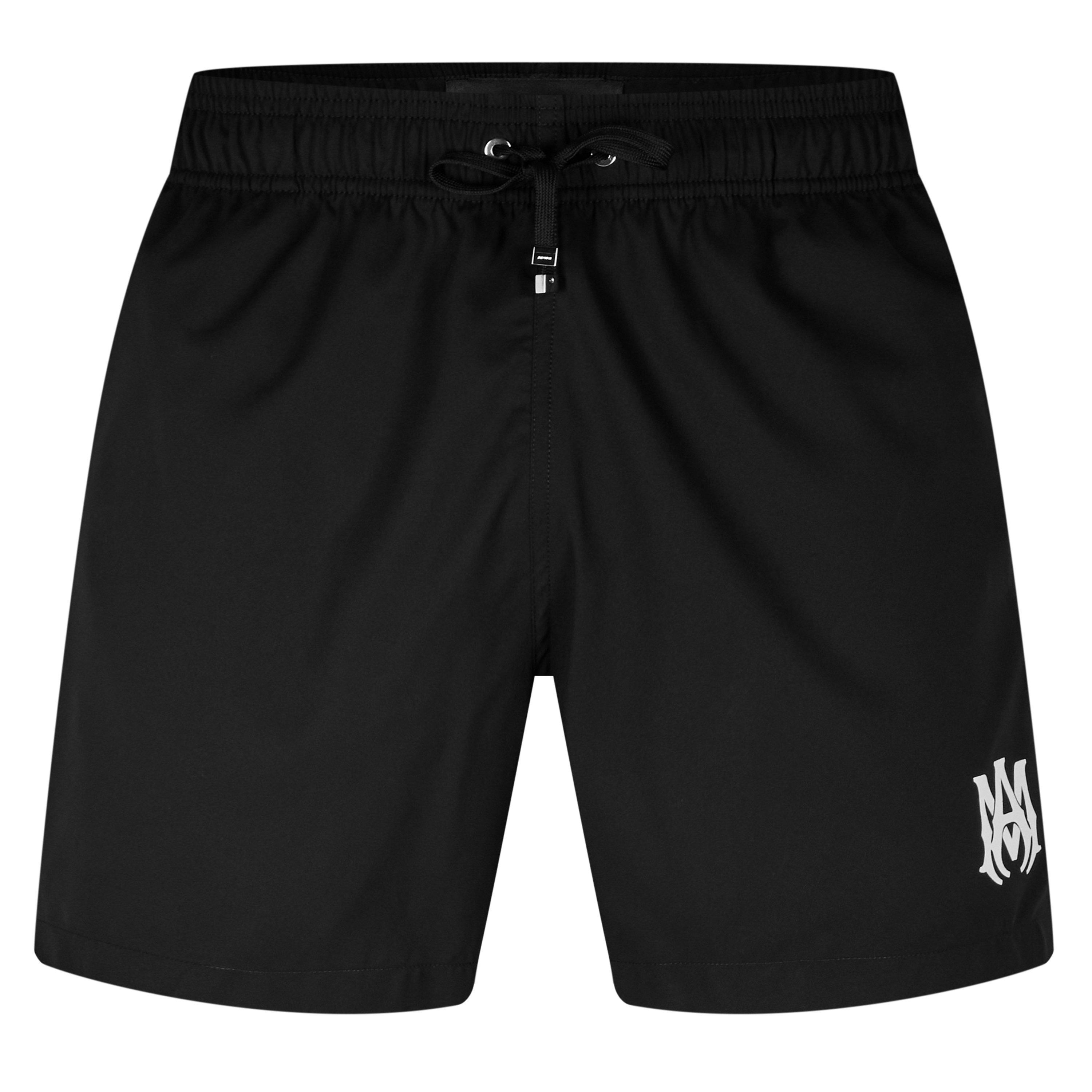Black - Amiri - Men's Mid-Length Branded Plate Swim Shorts - 7