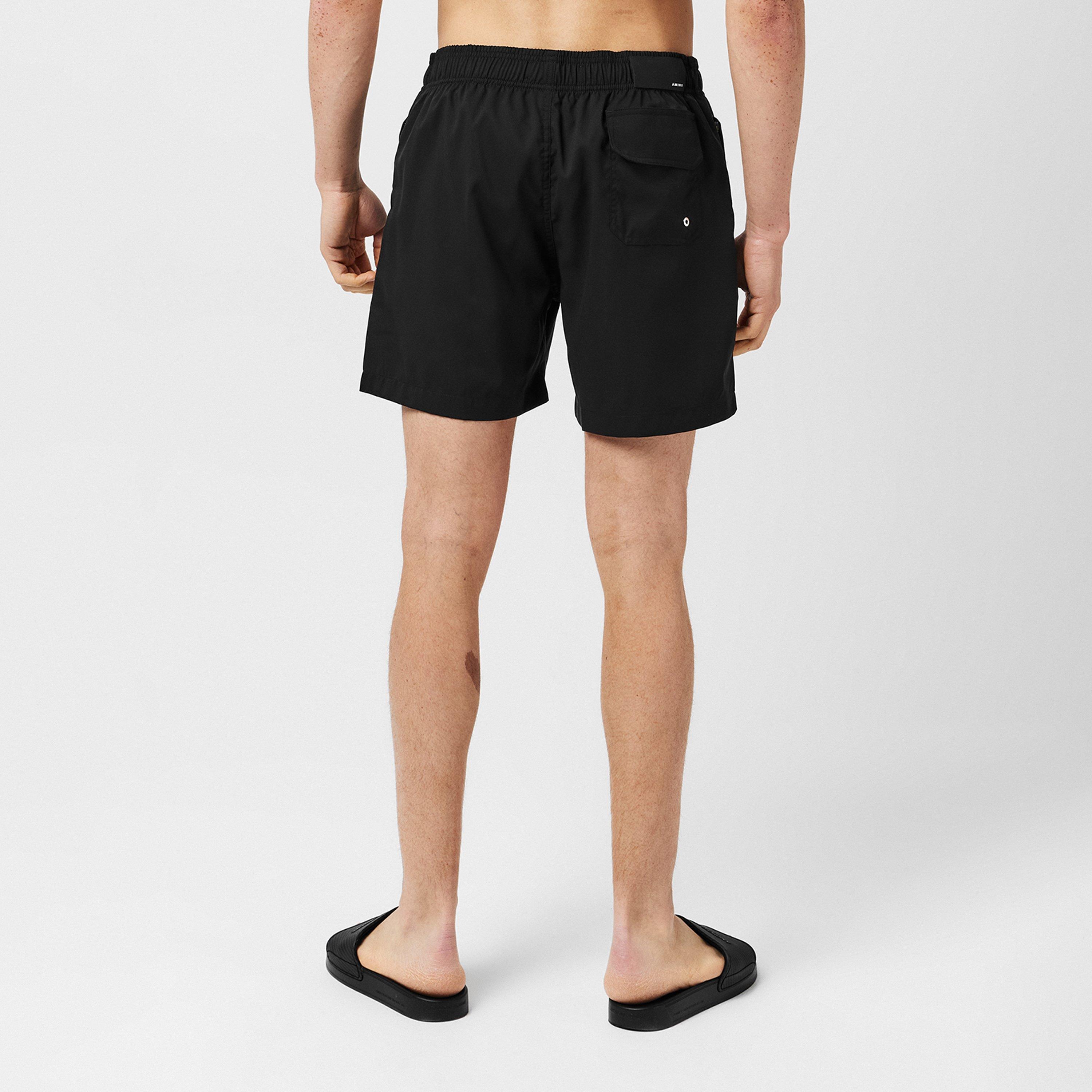 Black - Amiri - Men's Mid-Length Branded Plate Swim Shorts - 4