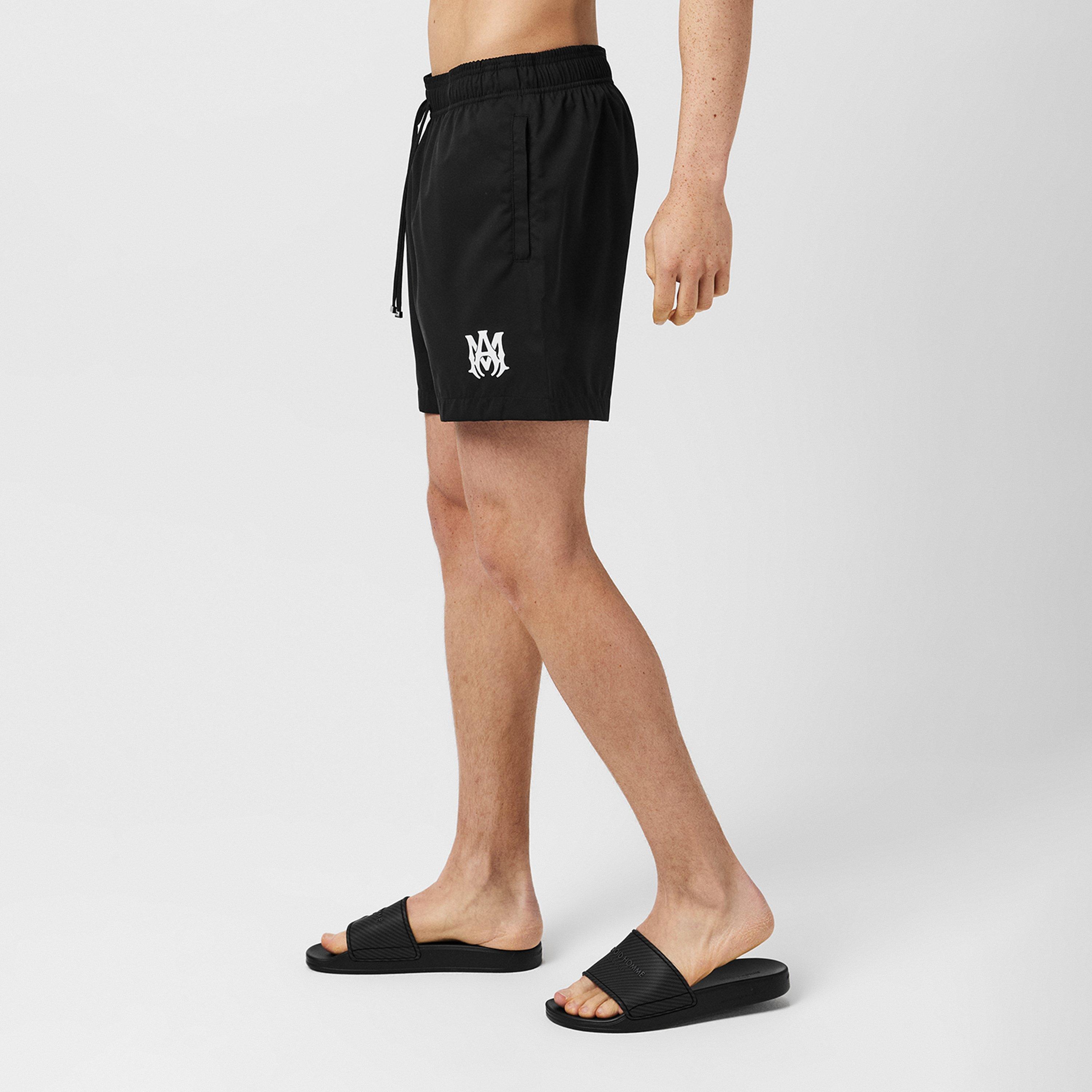 Black - Amiri - Men's Mid-Length Branded Plate Swim Shorts - 5