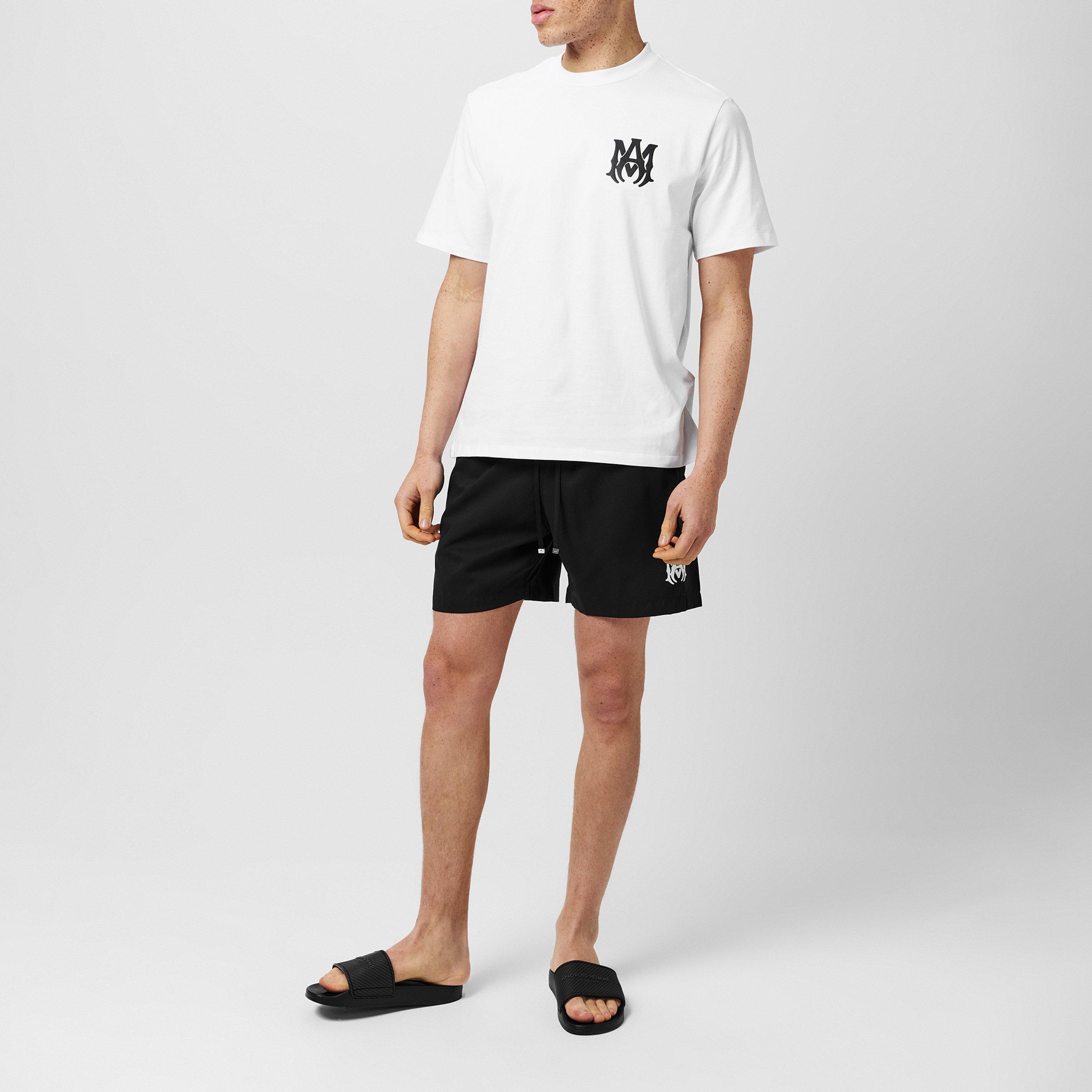 Black - Amiri - Men's Mid-Length Branded Plate Swim Shorts - 6