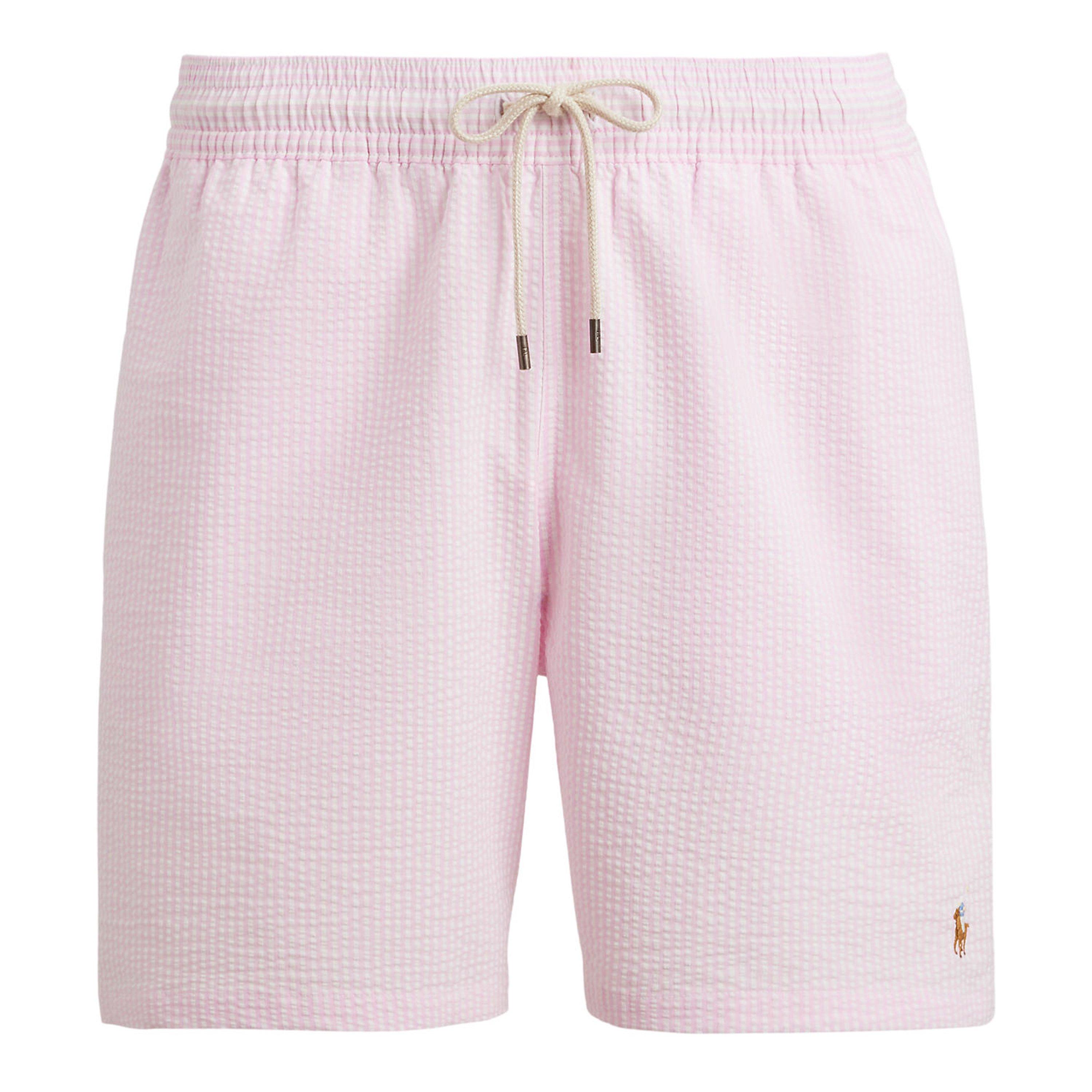 Polo Ralph Lauren Men's Carmel Pink Seersucker Traveller Swim Shorts - 2XL