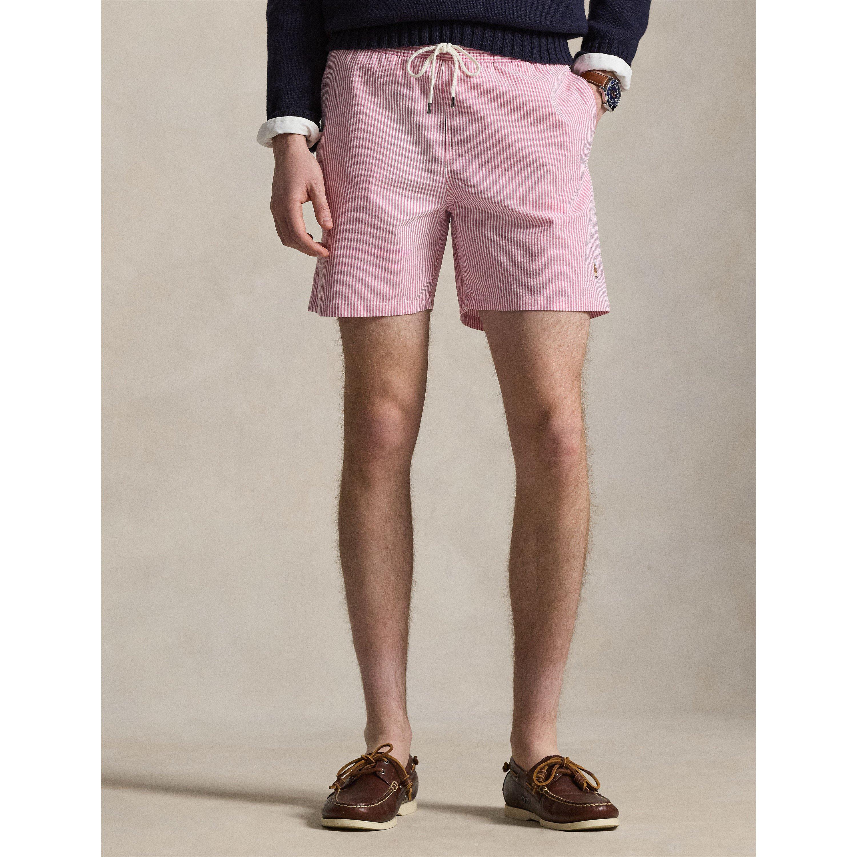 Rose Stripe - Polo Ralph Lauren - Mens Seersucker Traveller Swim Shorts - 2