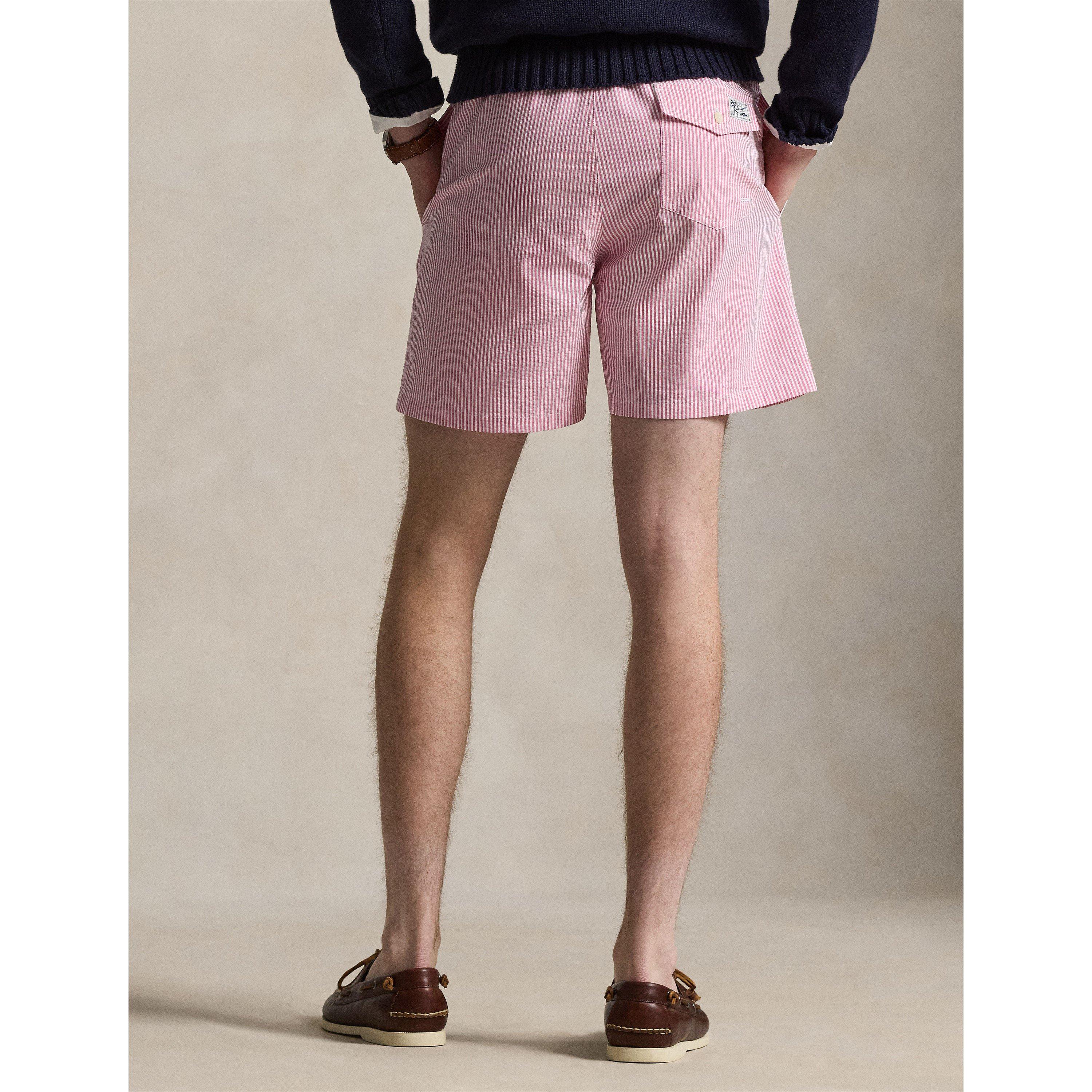 Rose Stripe - Polo Ralph Lauren - Mens Seersucker Traveller Swim Shorts - 3
