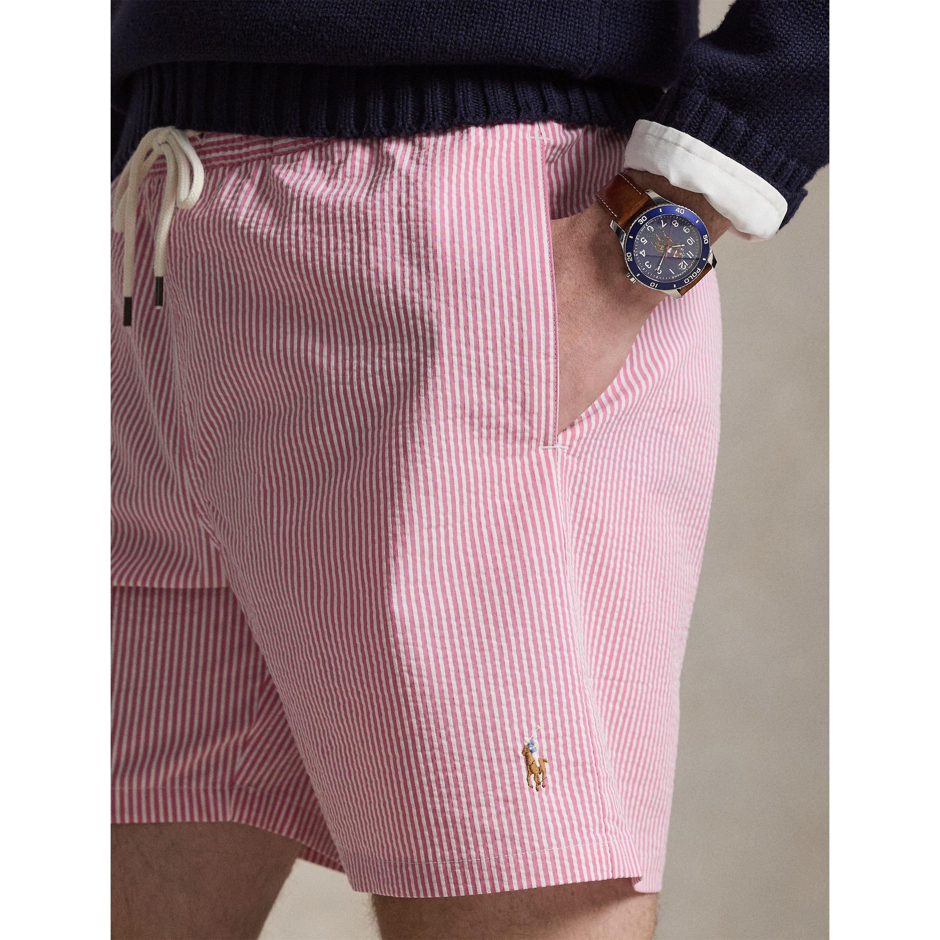 Rose Stripe - Polo Ralph Lauren - Mens Seersucker Traveller Swim Shorts - 4