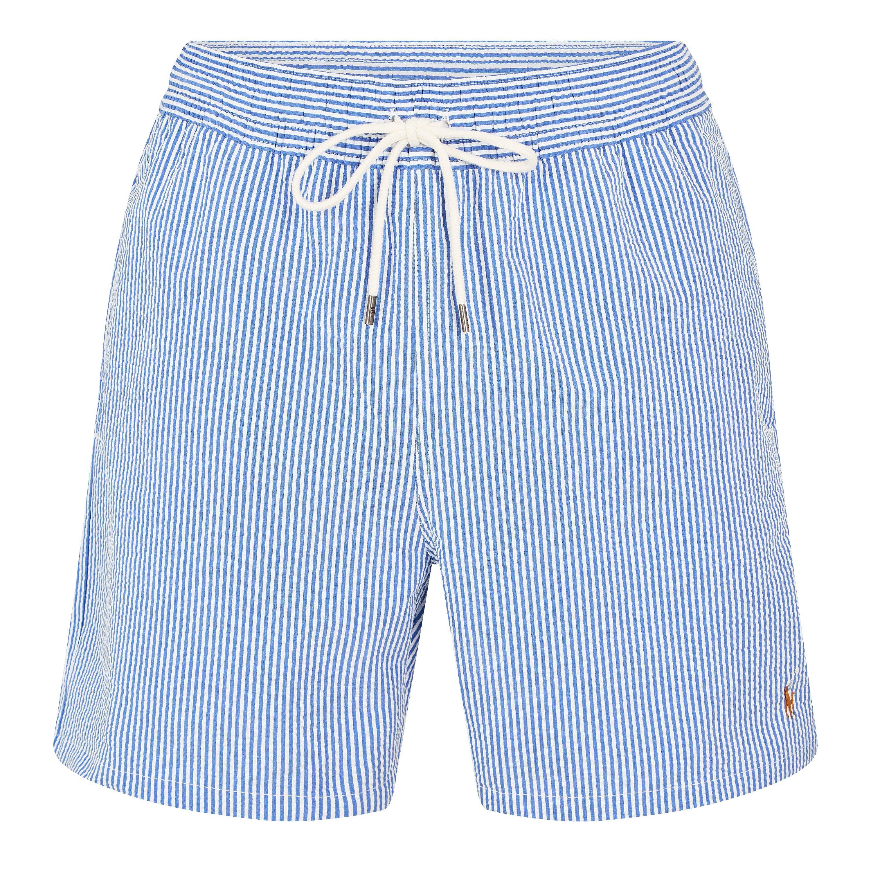 Polo Ralph Lauren Mens Seersucker Traveller Swim Shorts - Royal Stripe - L