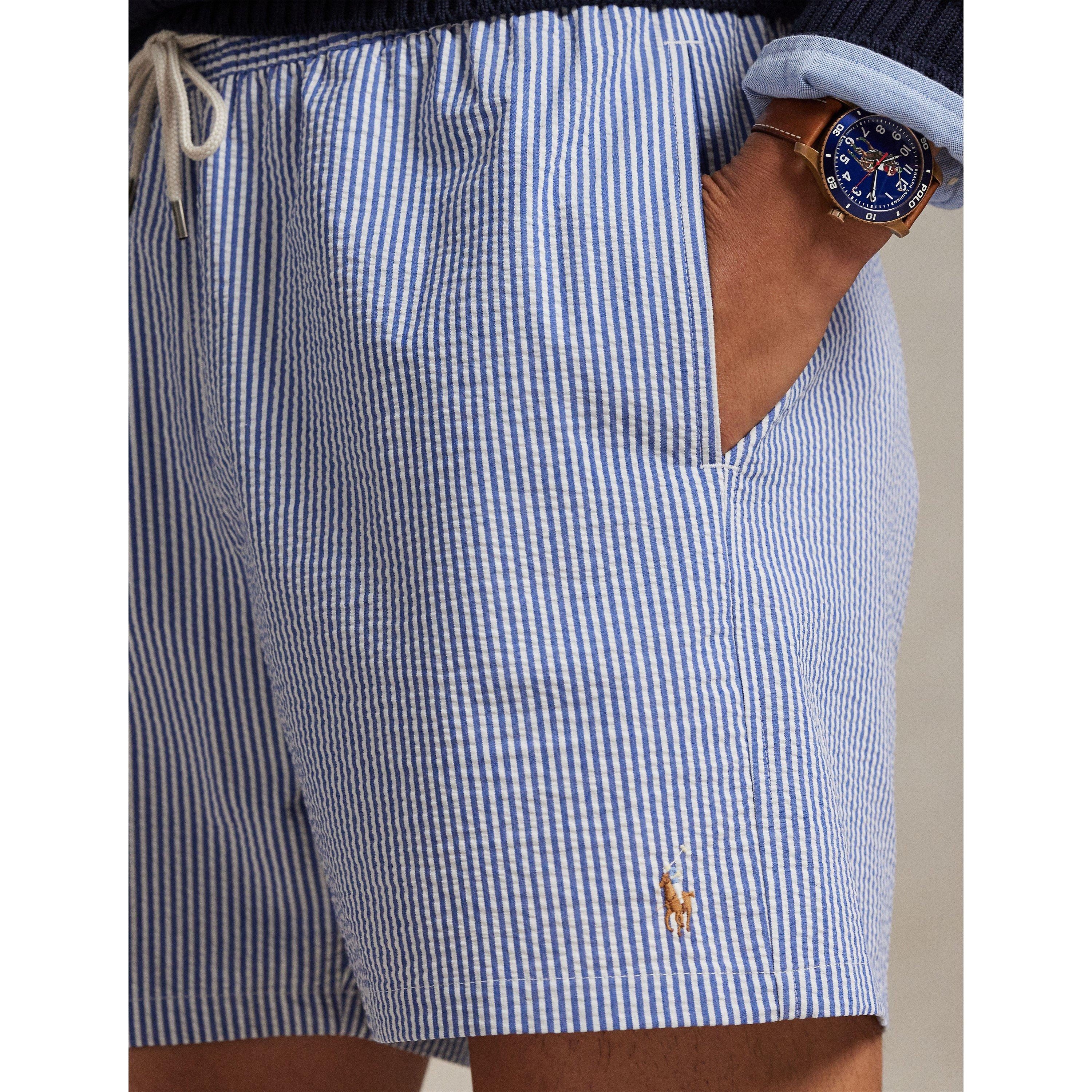 Royal Stripe - Polo Ralph Lauren - Mens Seersucker Traveller Swim Shorts - 5