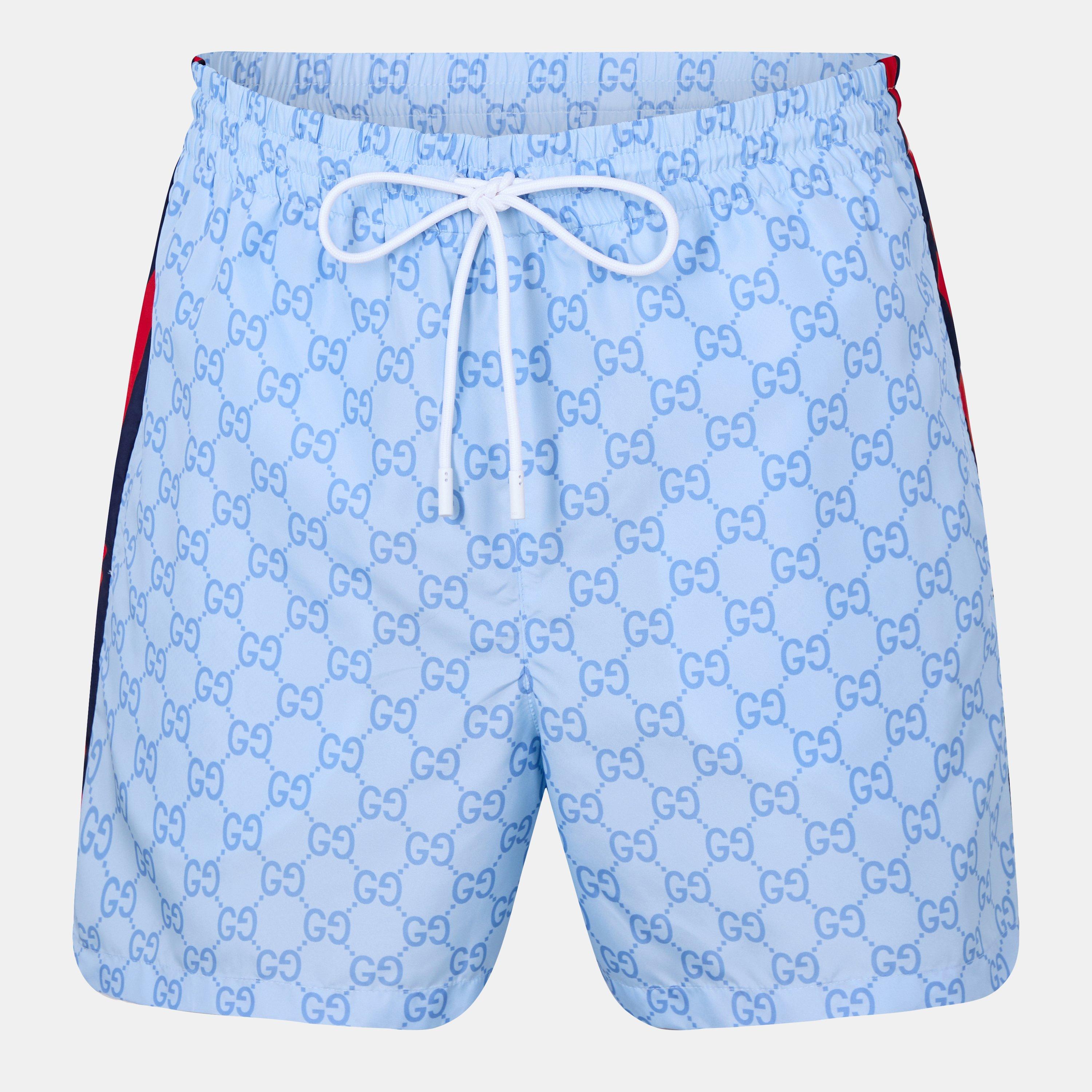 Azure/Mc - Gucci - GG Supreme Web Stripe Swim Shorts - 1