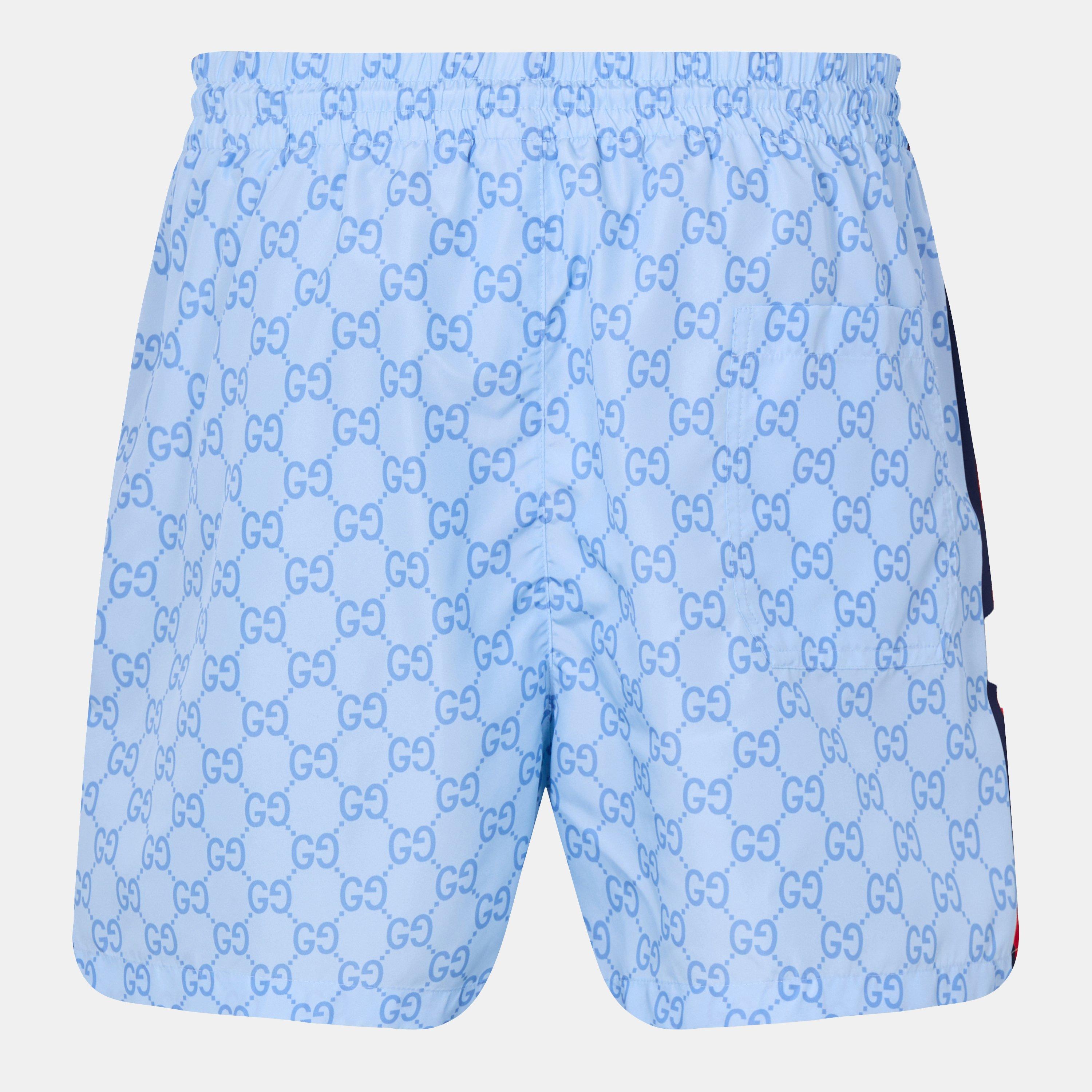 Azure/Mc - Gucci - GG Supreme Web Stripe Swim Shorts - 2