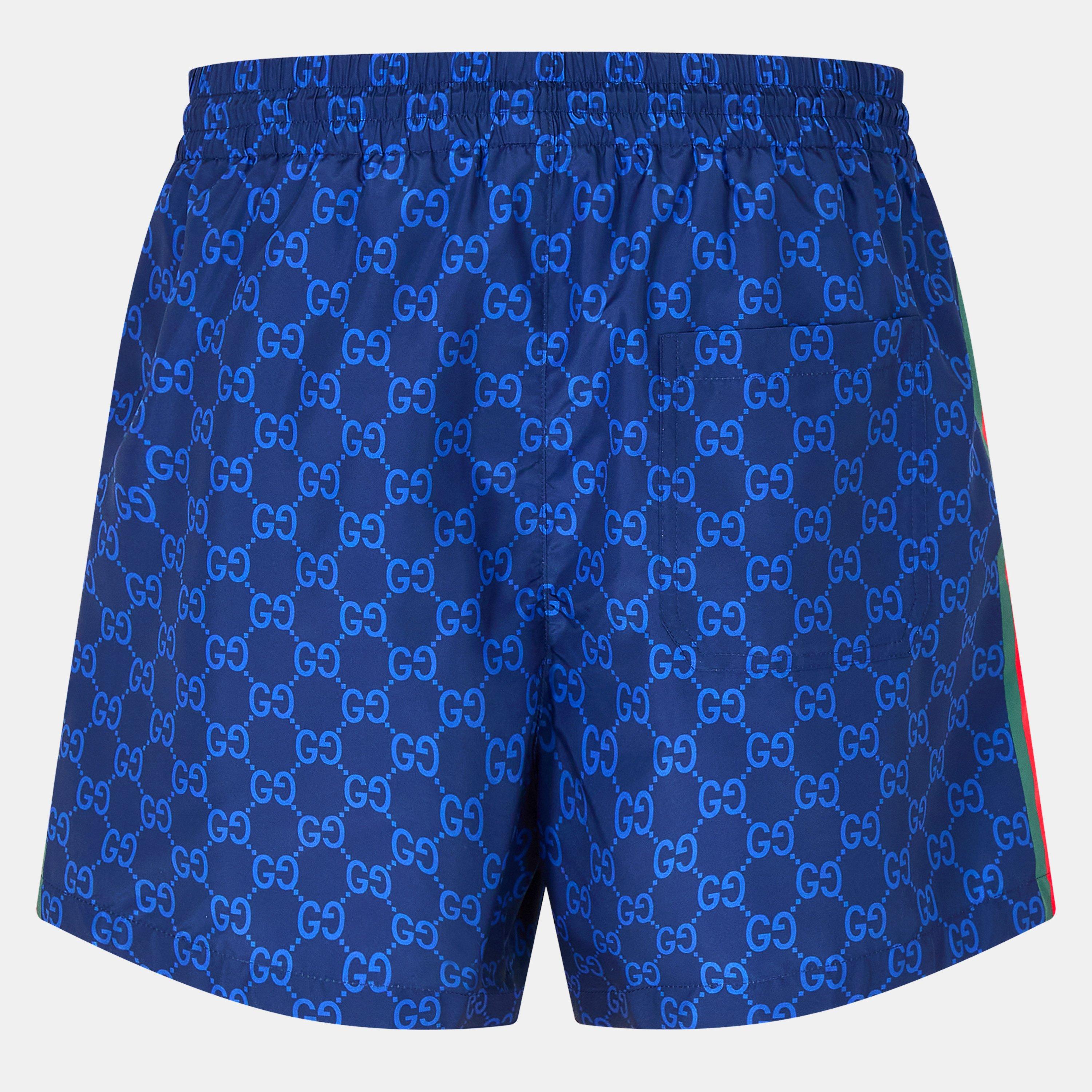 Navy/Mc - Gucci - GG Supreme Web Stripe Swim Shorts - 2