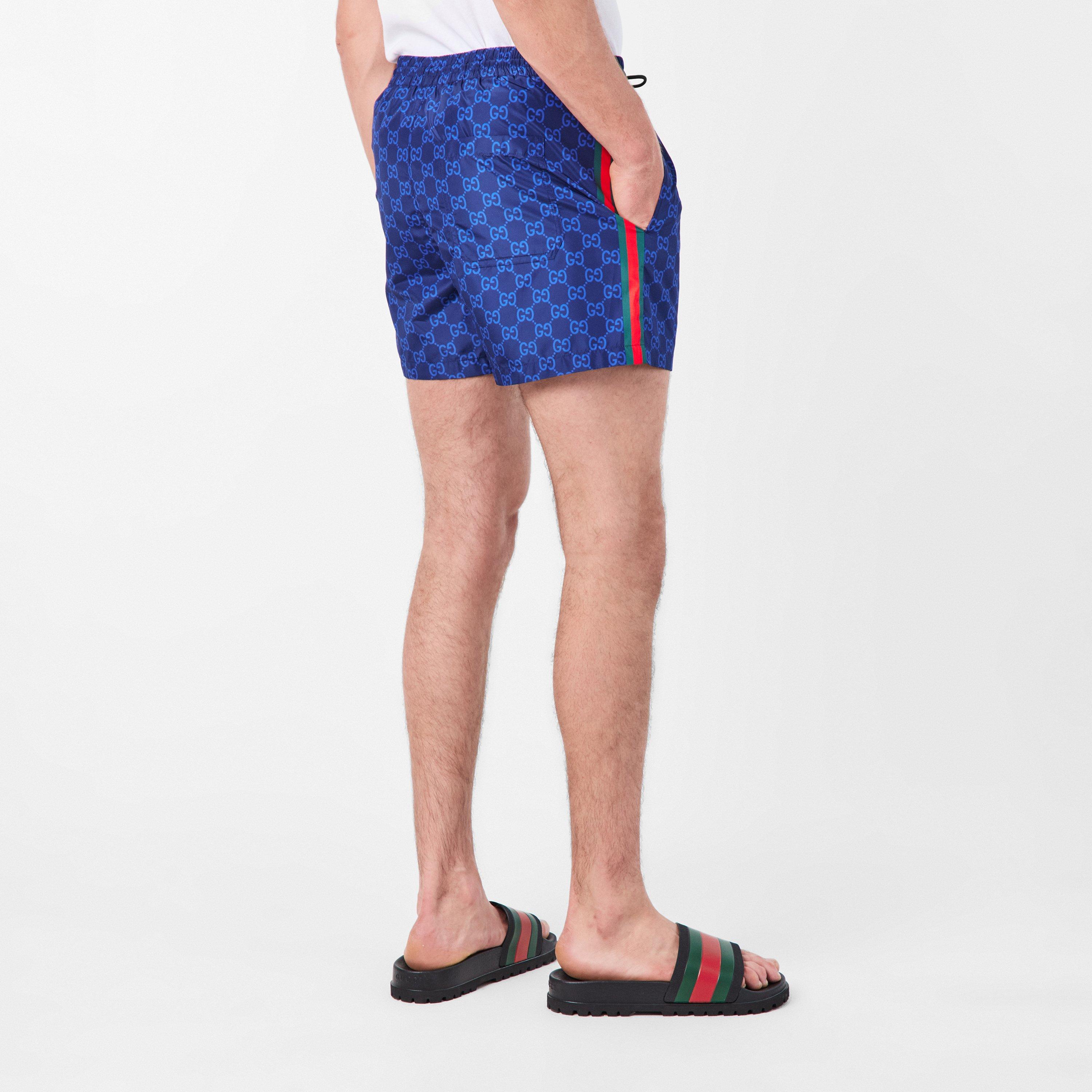 Navy/Mc - Gucci - GG Supreme Web Stripe Swim Shorts - 4