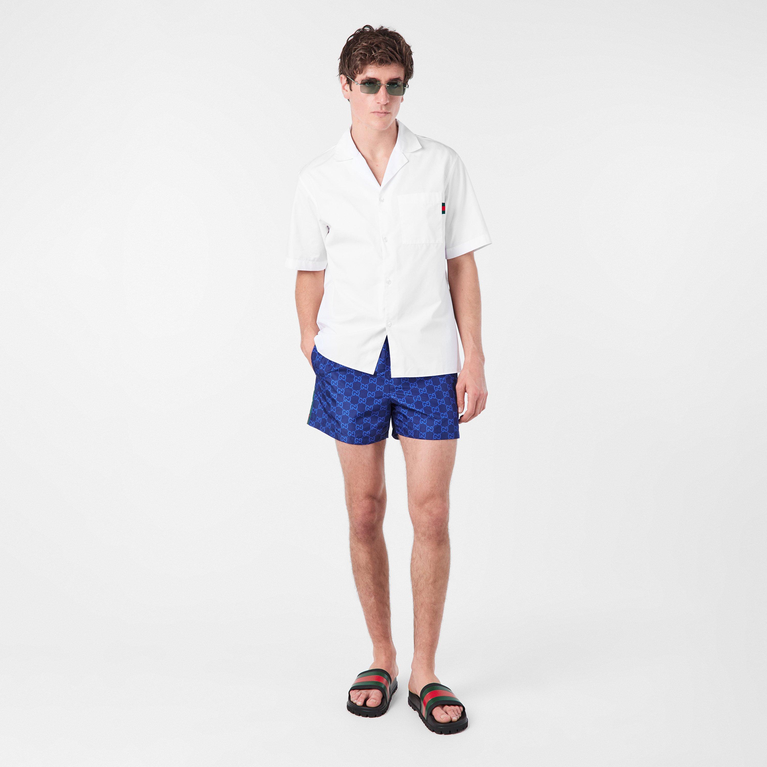 Navy/Mc - Gucci - GG Supreme Web Stripe Swim Shorts - 6